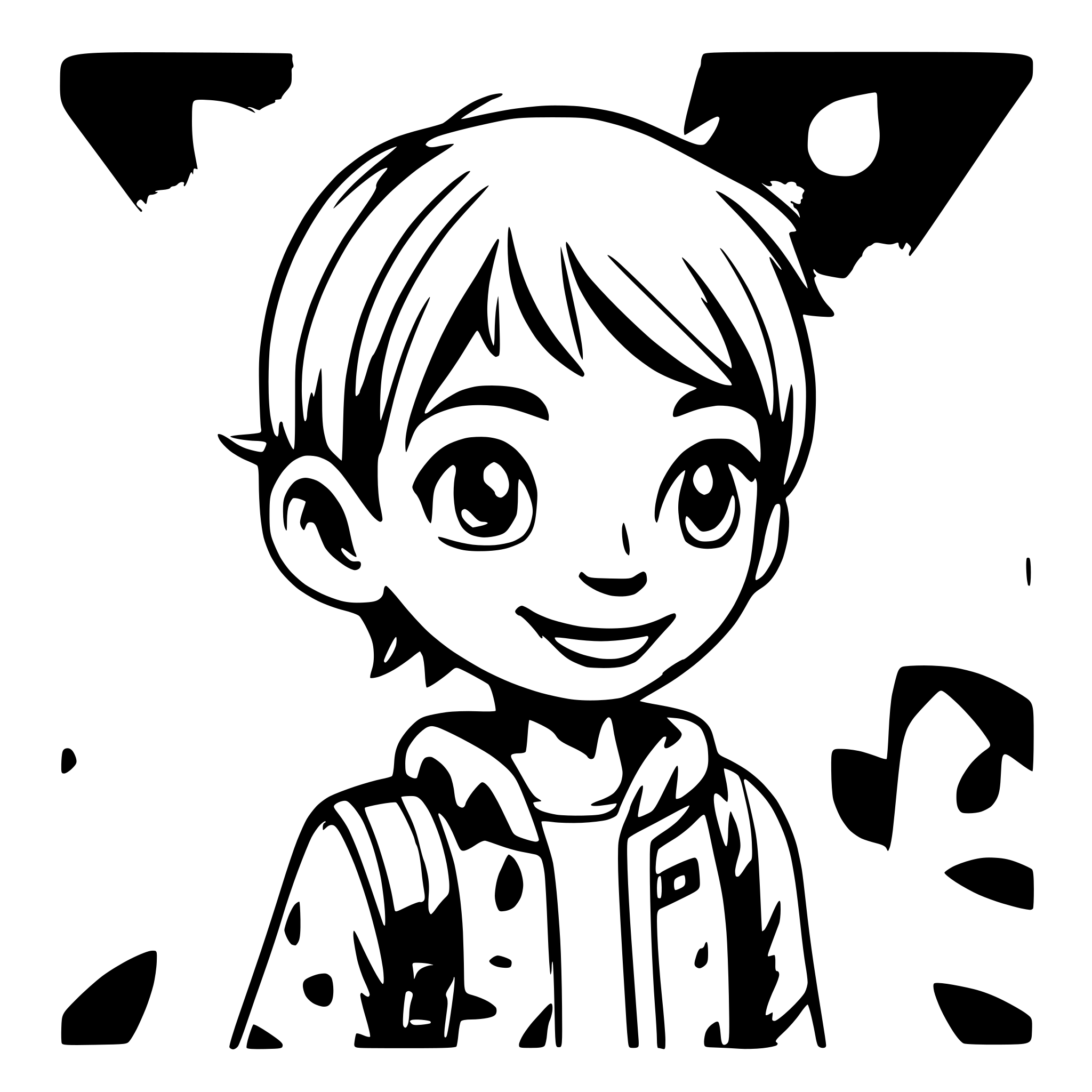 AI-generated SVG of a A boy having fun. No background.