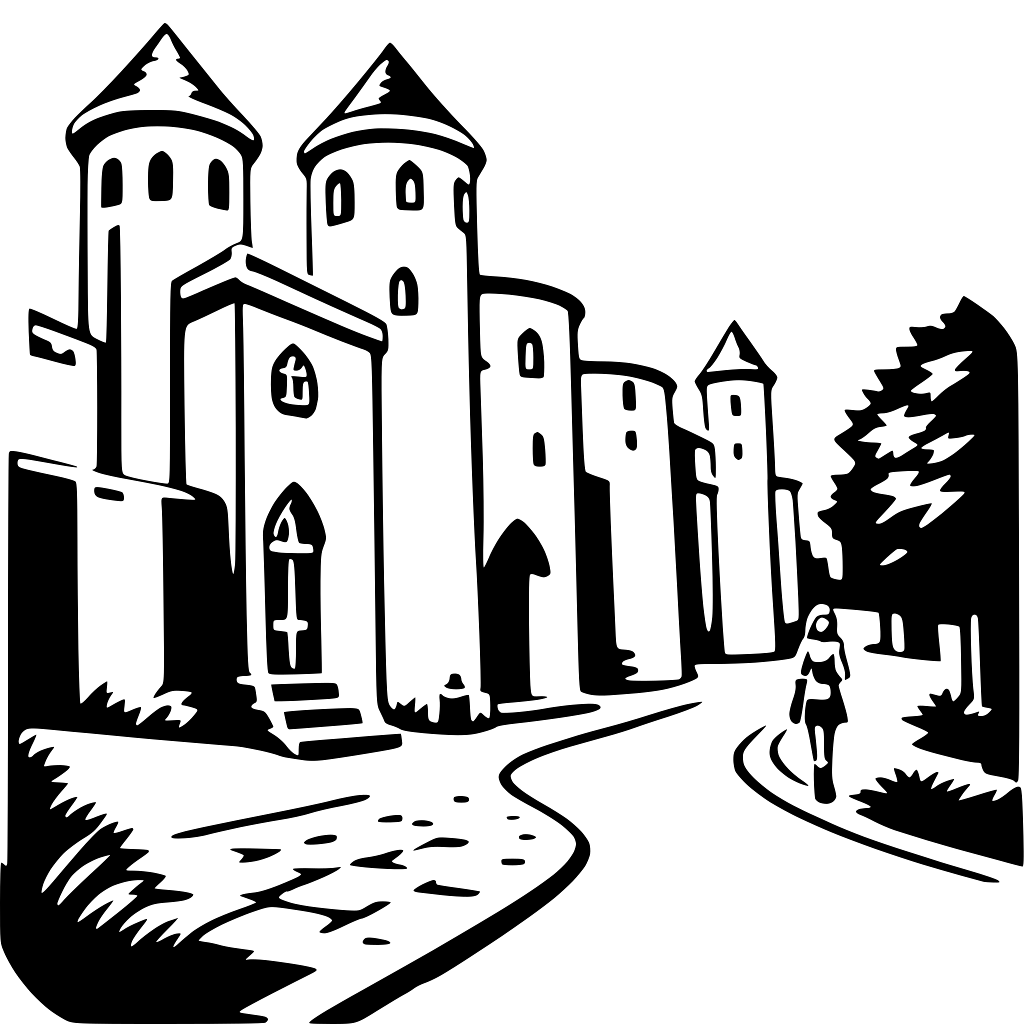 AI-generated SVG of 'exploring medieval town'