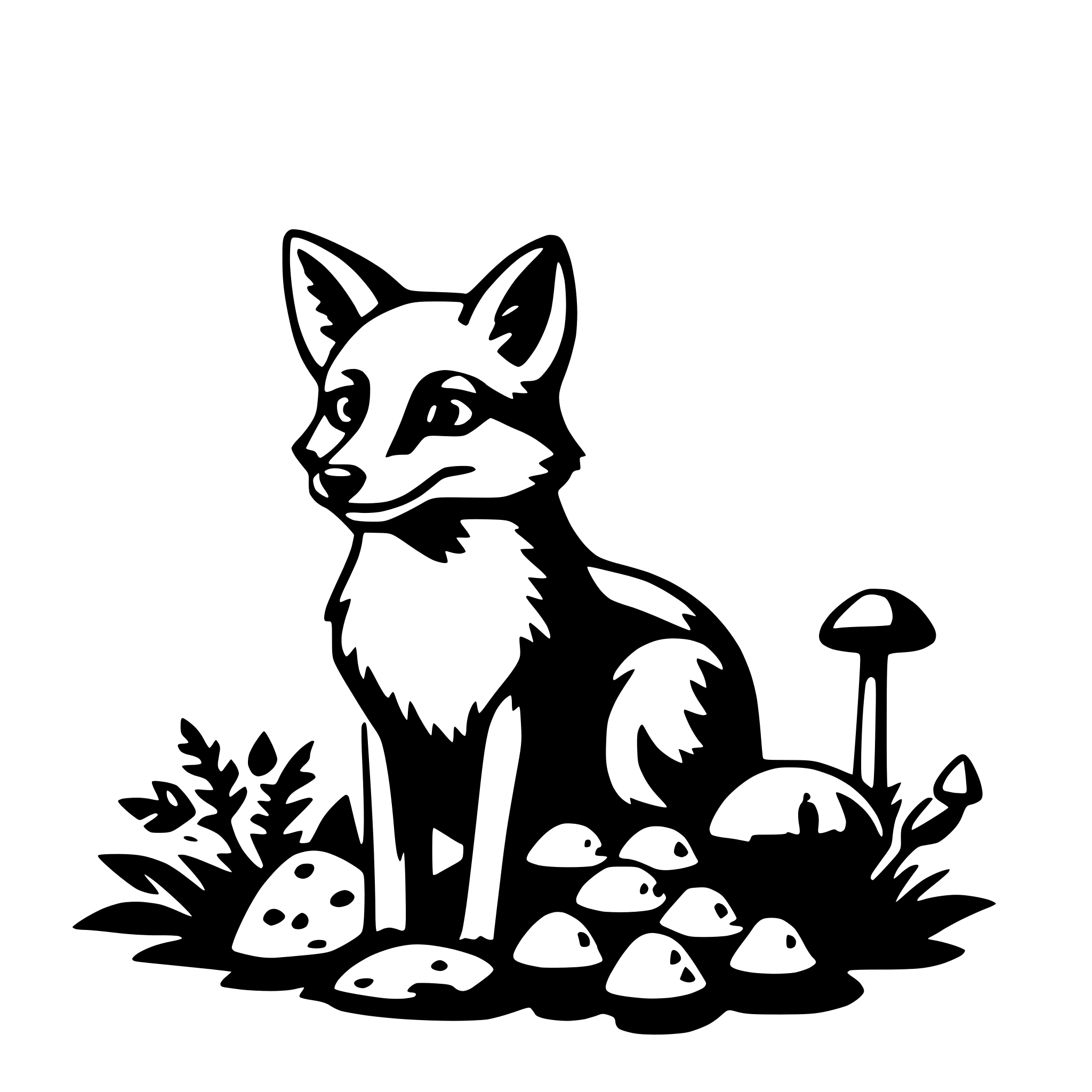 AI-generated SVG of 'fox and mushrooms'