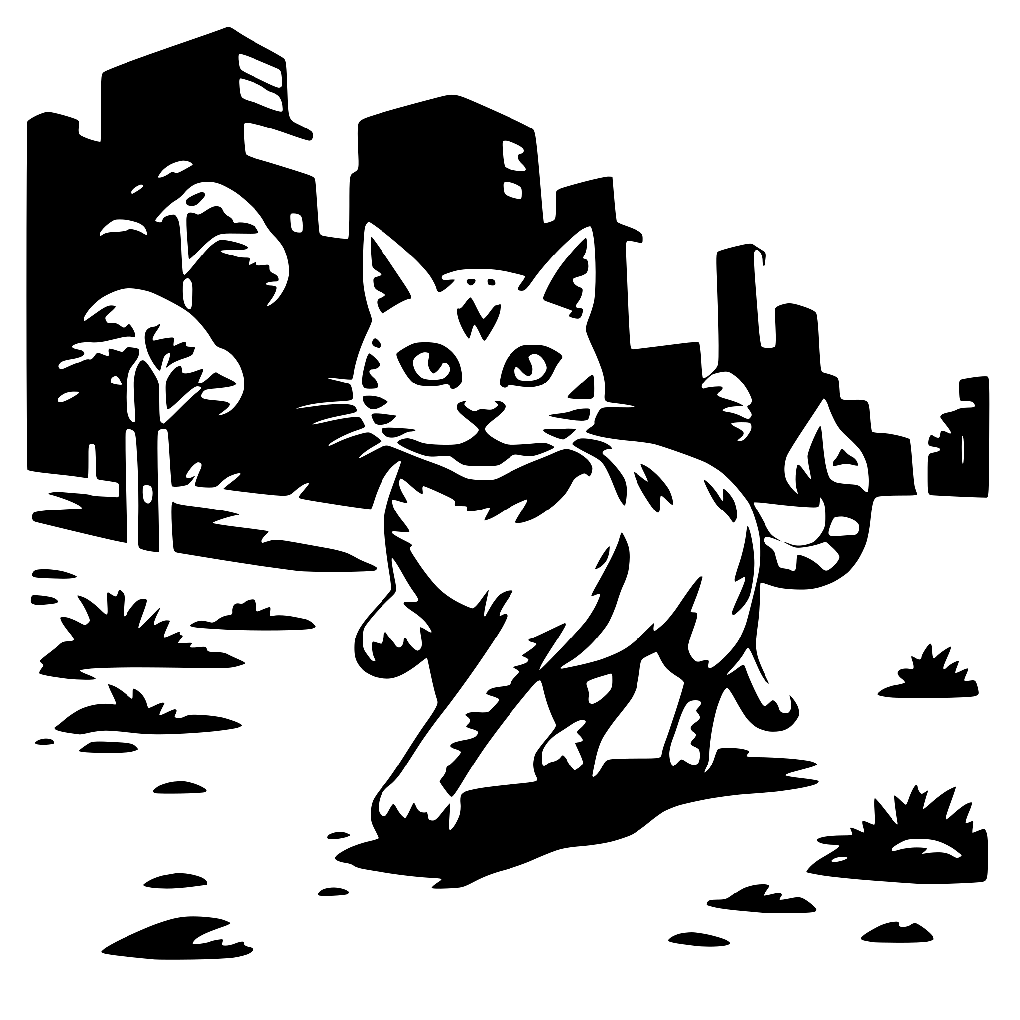 AI-generated SVG of a terrible running cat in land