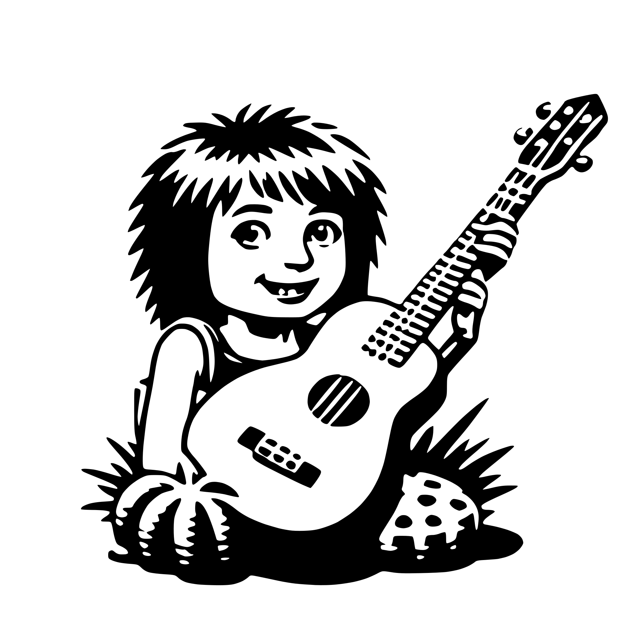 AI-generated SVG of a urchin with ukulele
