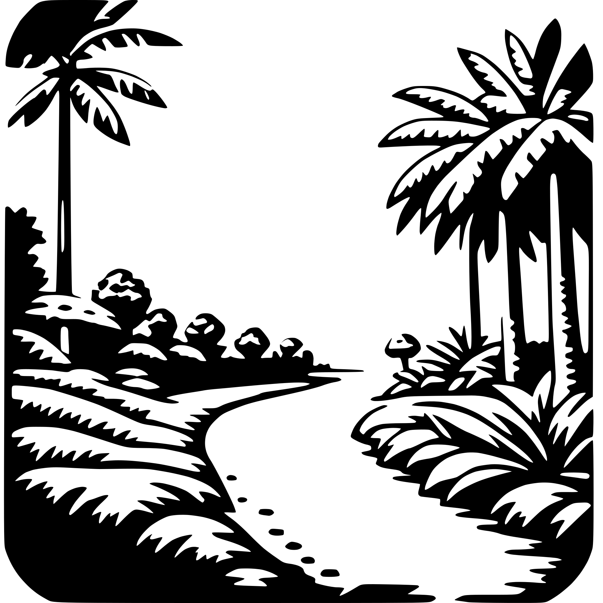 AI-generated SVG of a tropical rainforest trek