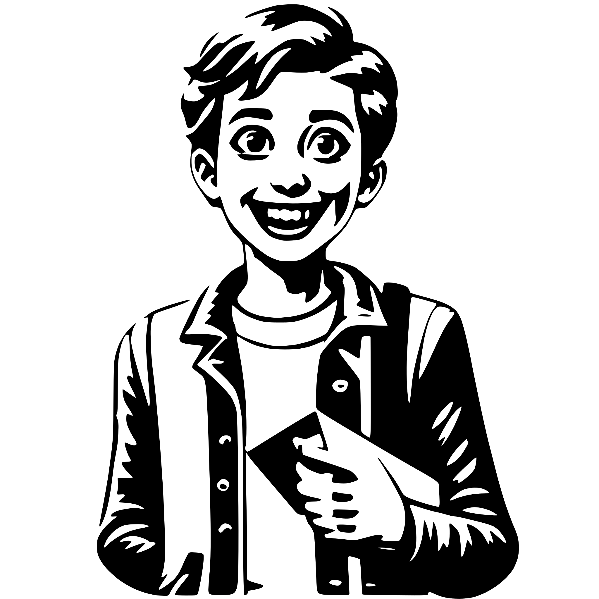 AI-generated SVG of a excited student