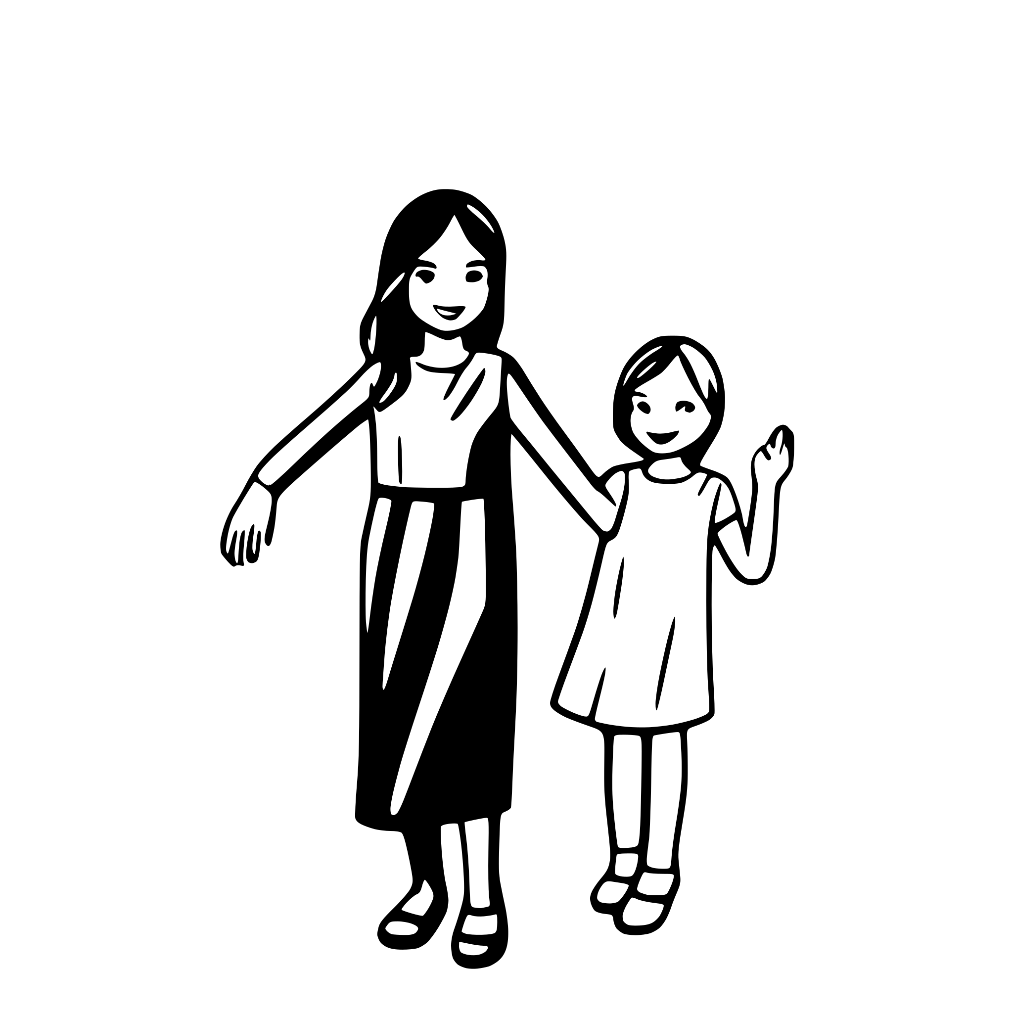 AI-generated SVG of a educator with  8 children holding hands