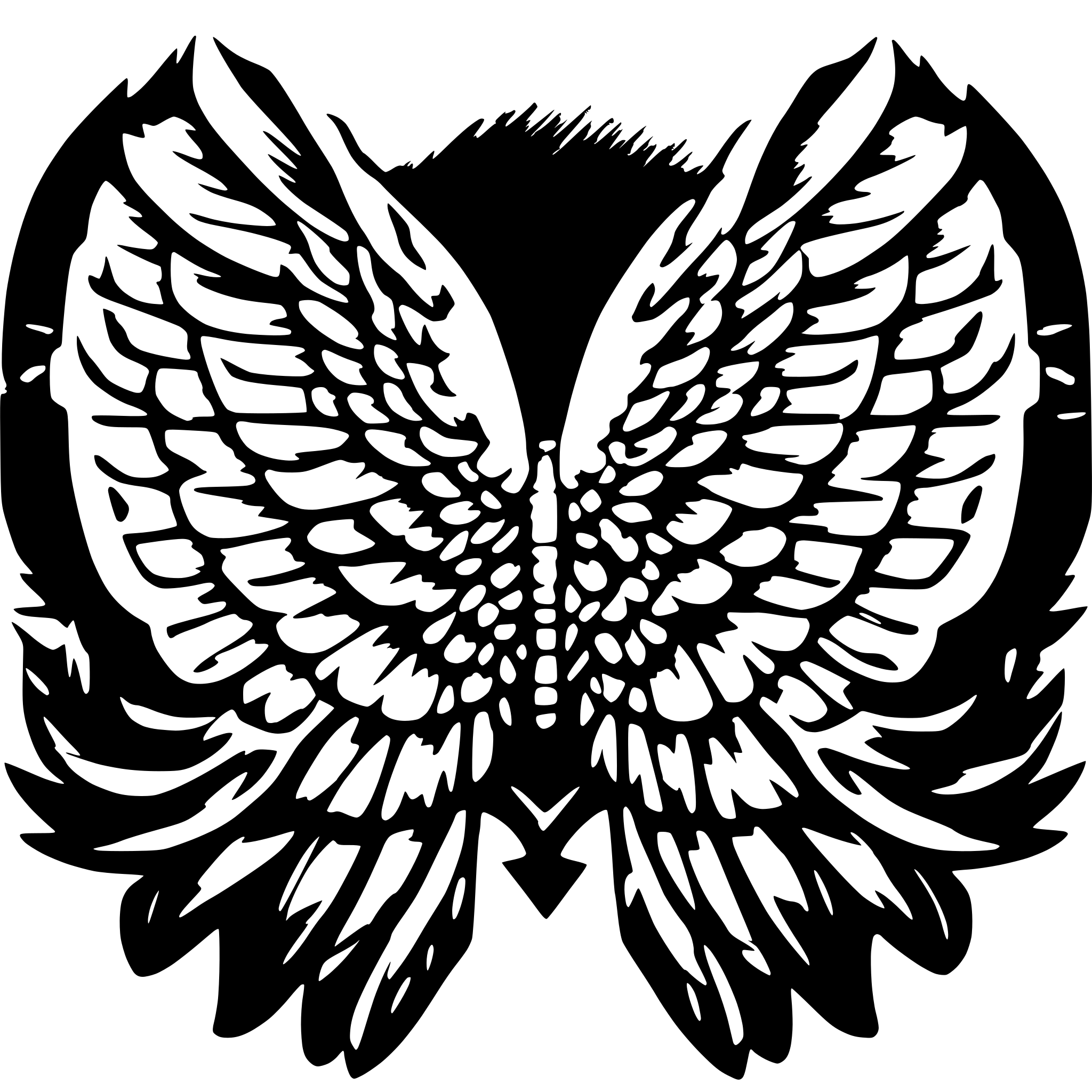 AI-generated SVG of 'symmetric angel wings'