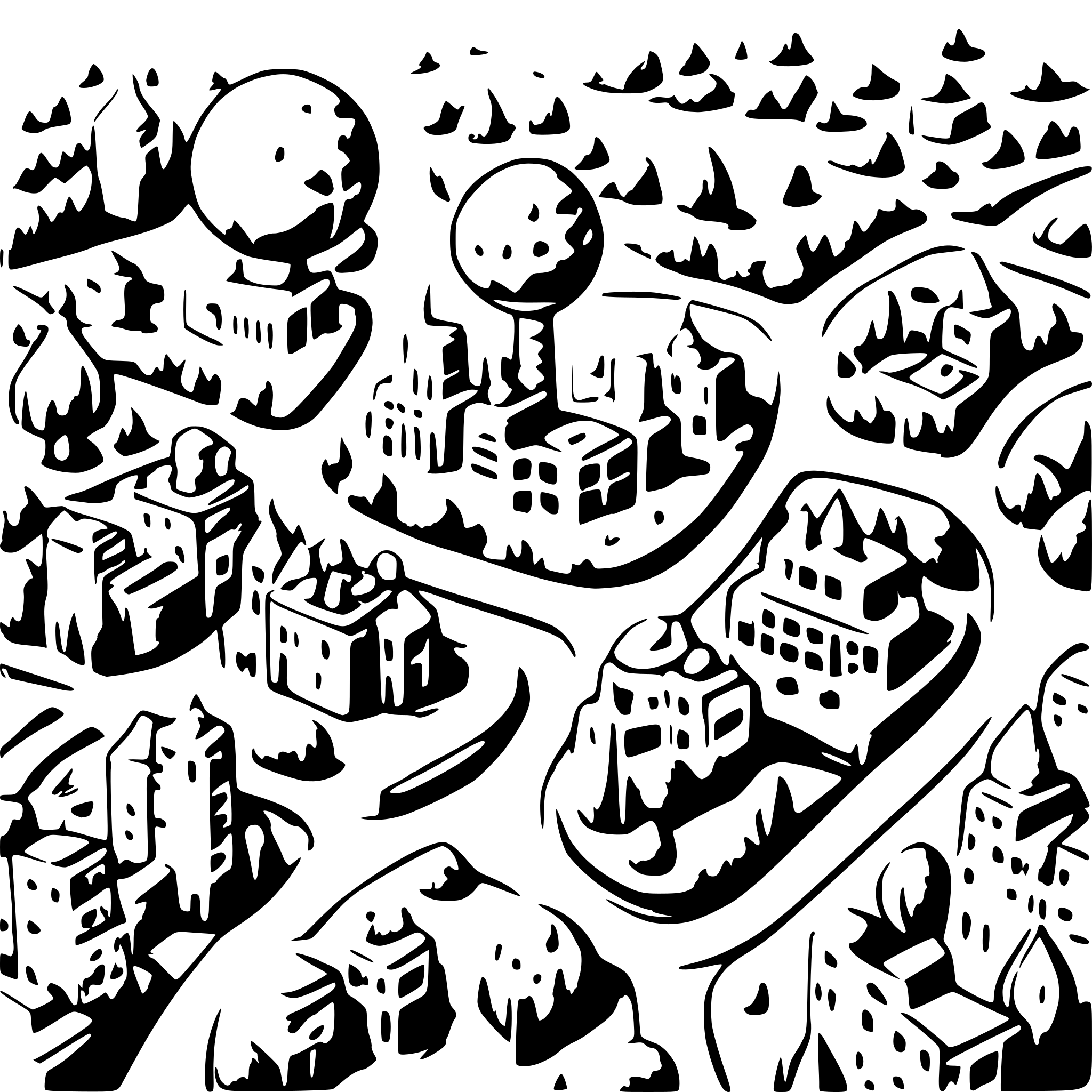 AI-generated SVG of a cute bubbly hub of cities