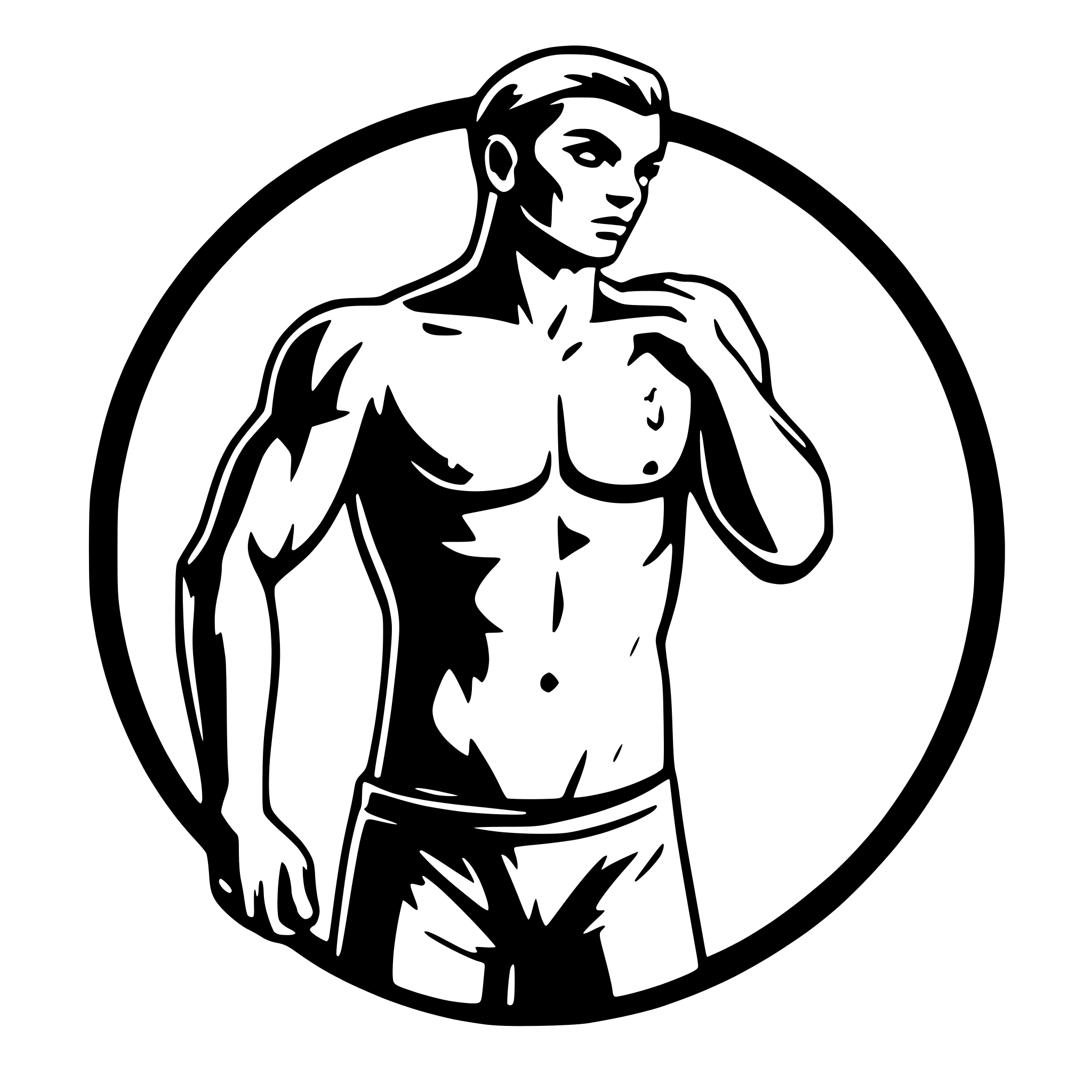 AI-generated SVG of a nude male with tattoos