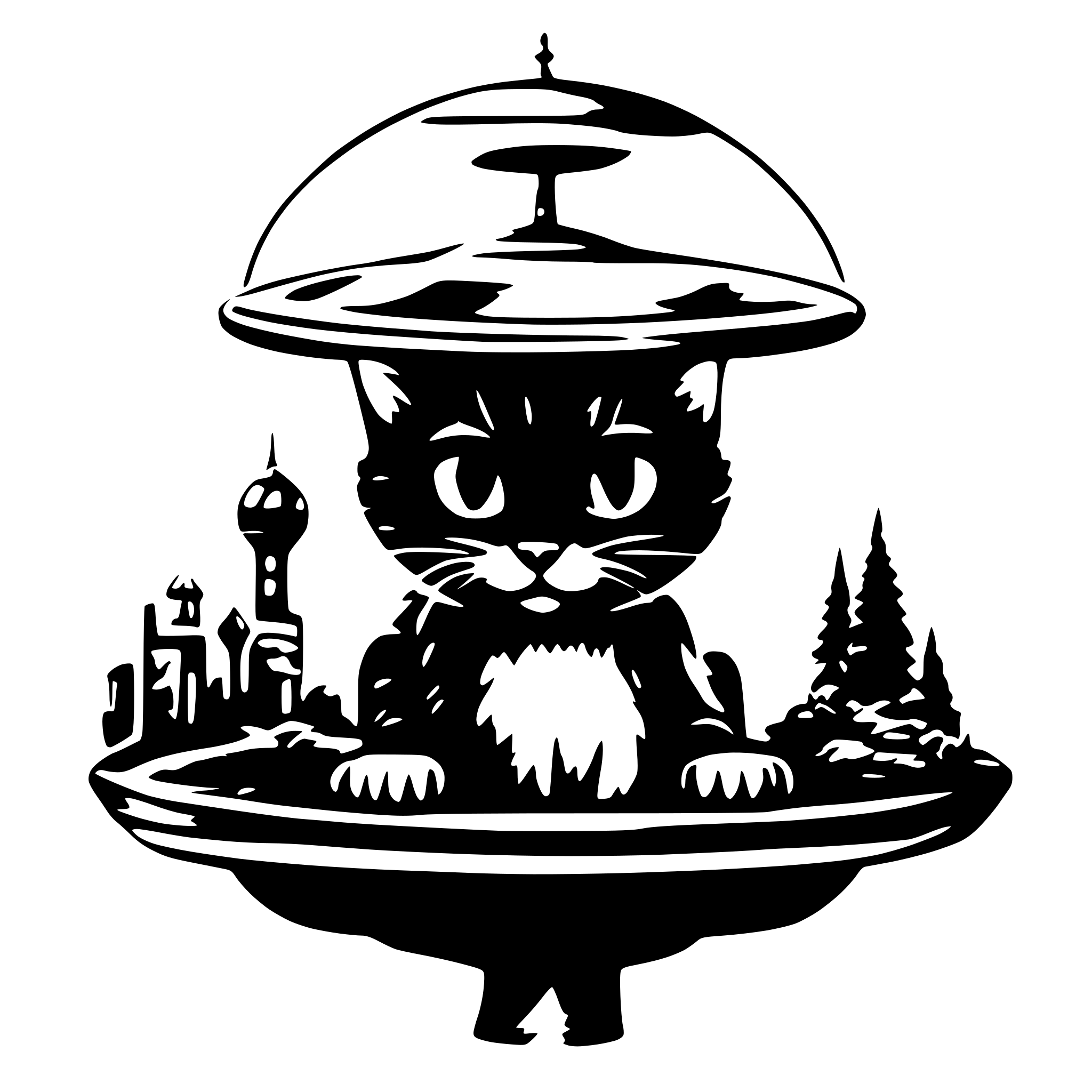 AI-generated SVG of a alien cat in UFO