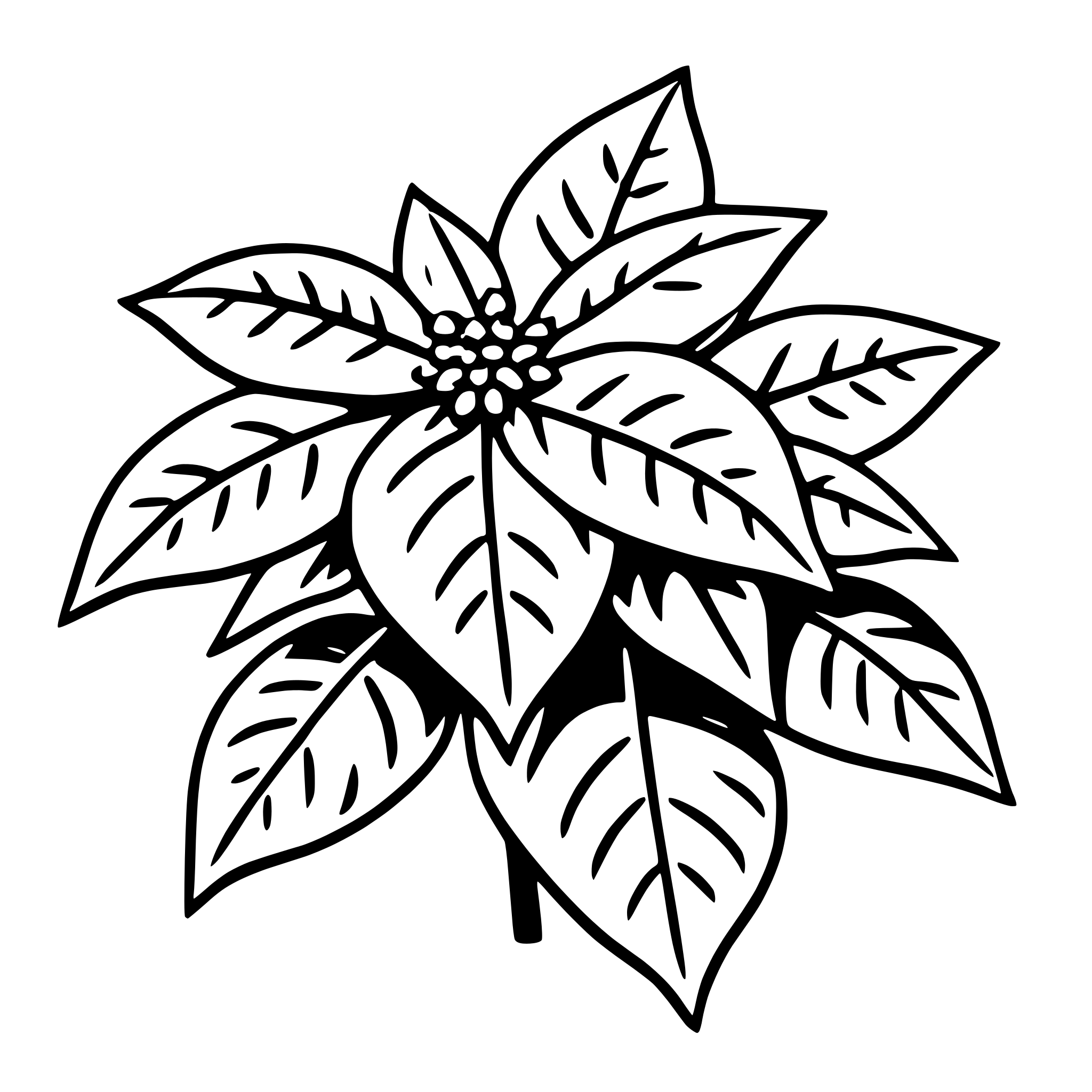The SVG depicts a stylized flower with a central cluster of petals that are more densely packed than the surrounding petals. The petals have a serrated edge, giving them a slightly jagged appearance. The flower is symmetrical, with the central cluster acting as the focal point. The petals are arranged in a circular pattern, radiating outward from the center. There is no text or additional objects in the SVG. The style of the SVG is simple and graphic, with clean lines and a lack of shading or detail that might suggest a three-dimensional appearance. 