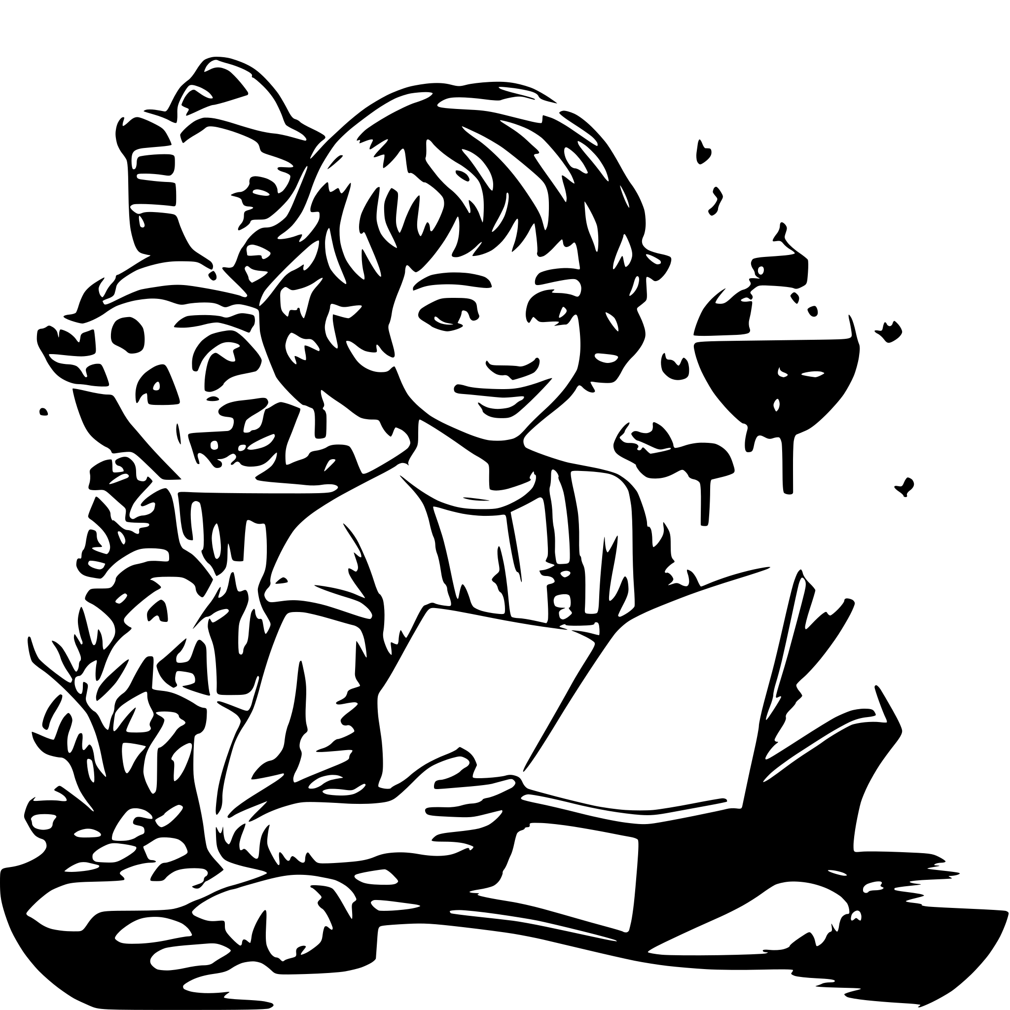 AI-generated SVG of 'happy child with book'