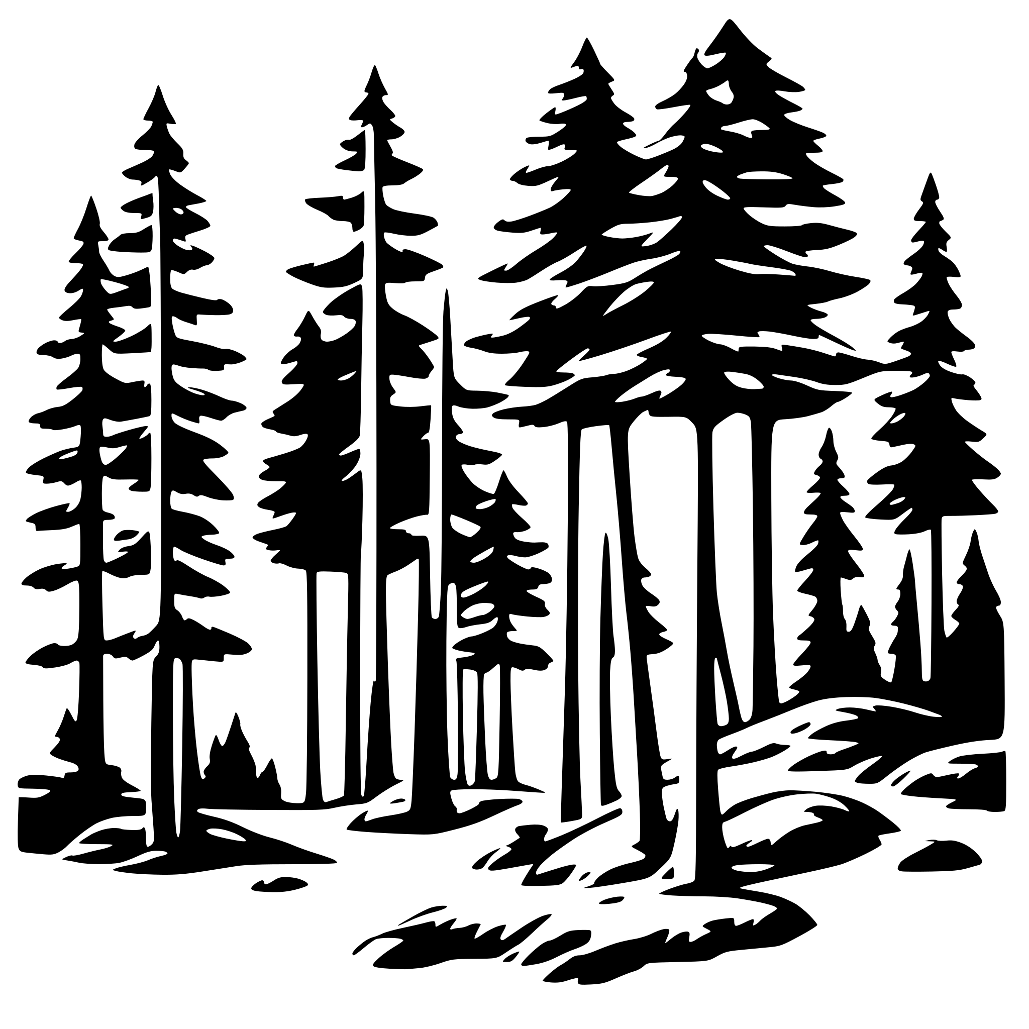 AI-generated SVG of a forest scene, pines, many needles