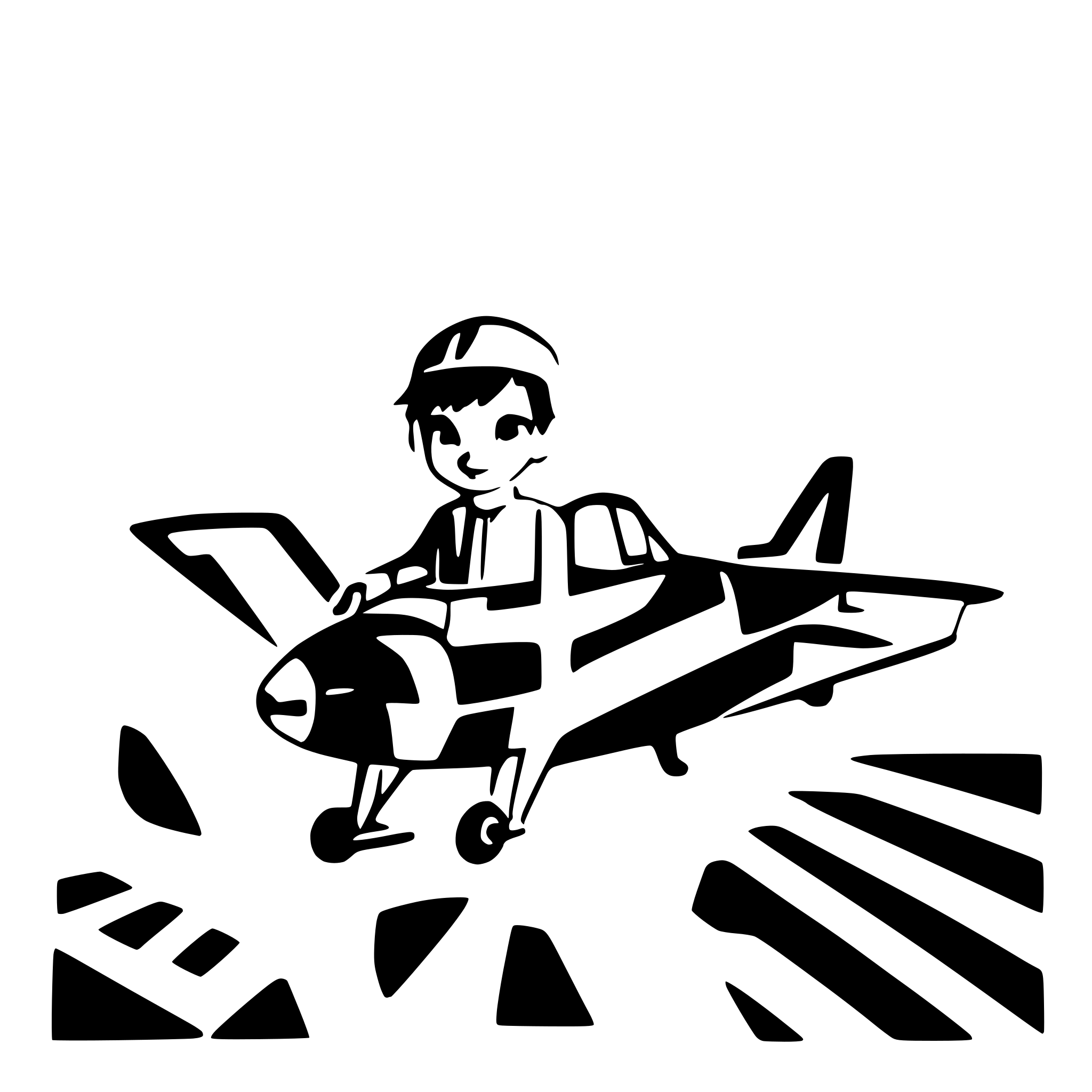 AI-generated SVG of a plane with a cut boy in the cockpit