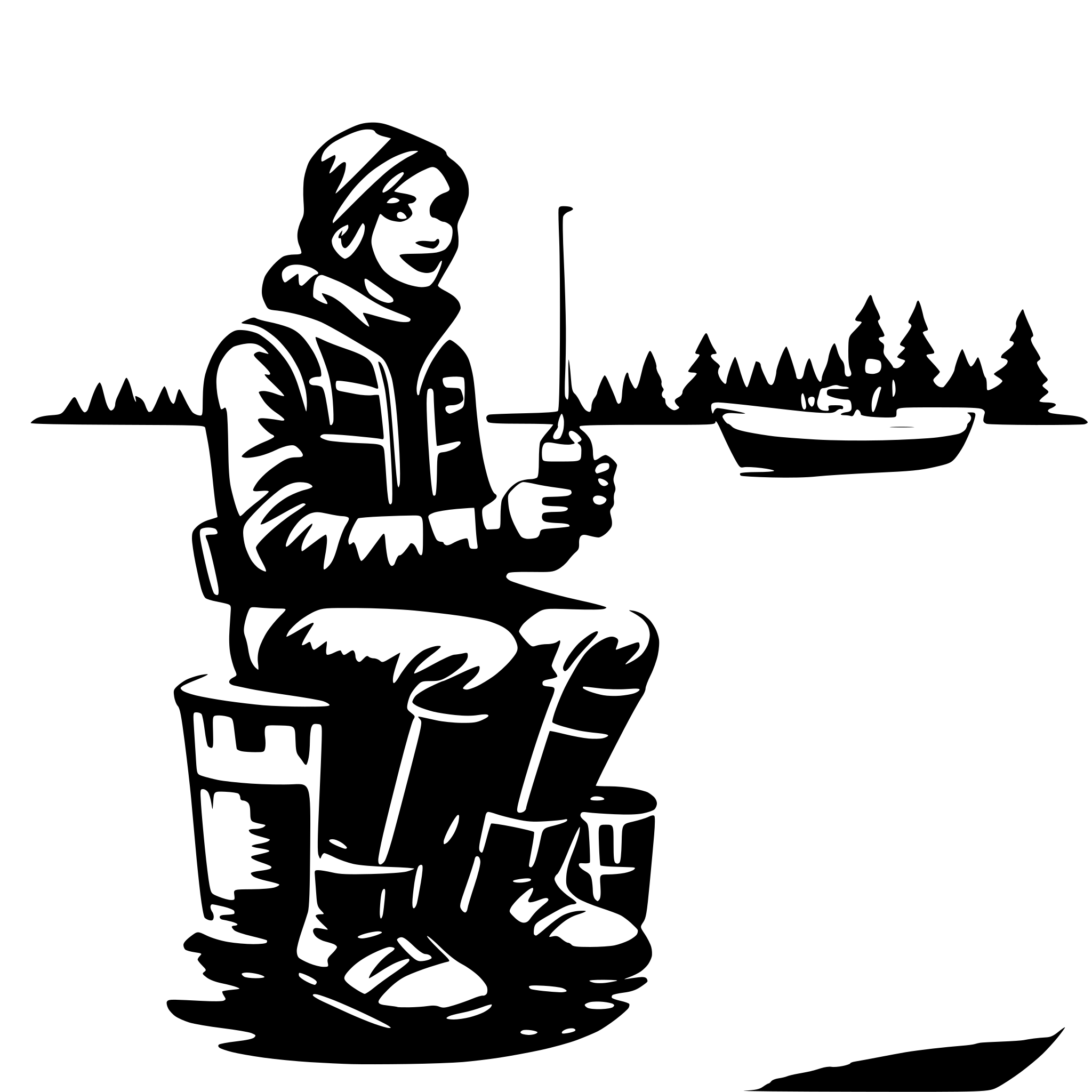 AI-generated SVG of a ice fishing and drinking beer