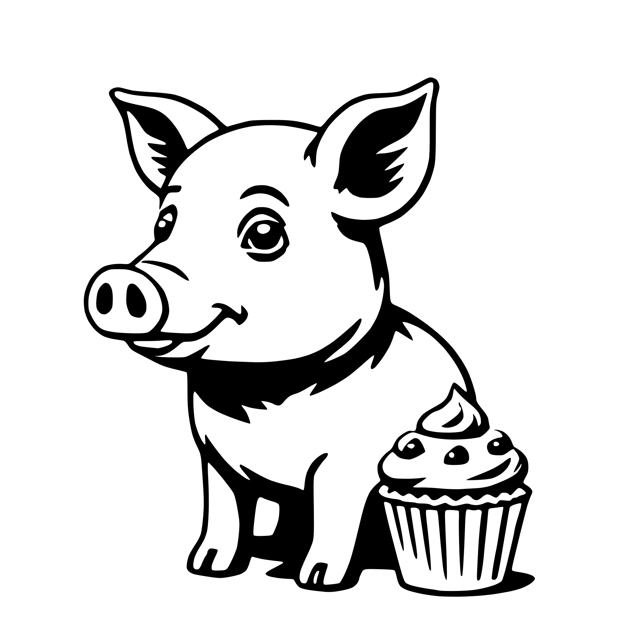 AI-generated SVG of 'pig with cupcake'