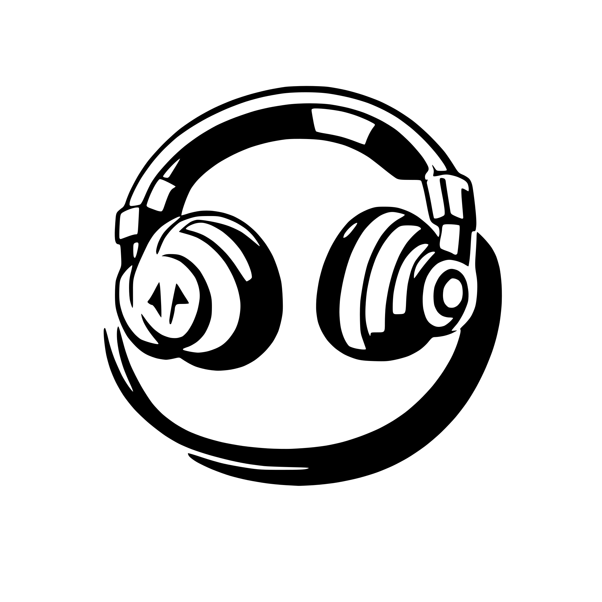 AI-generated SVG of 'headphone logo black just lines'
