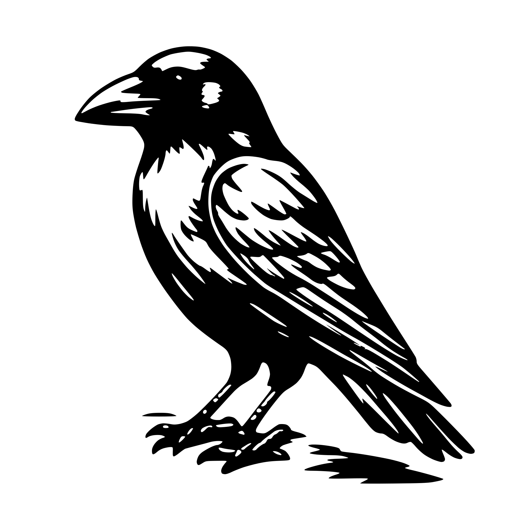 AI-generated SVG of 'a symple black crow monocrome'