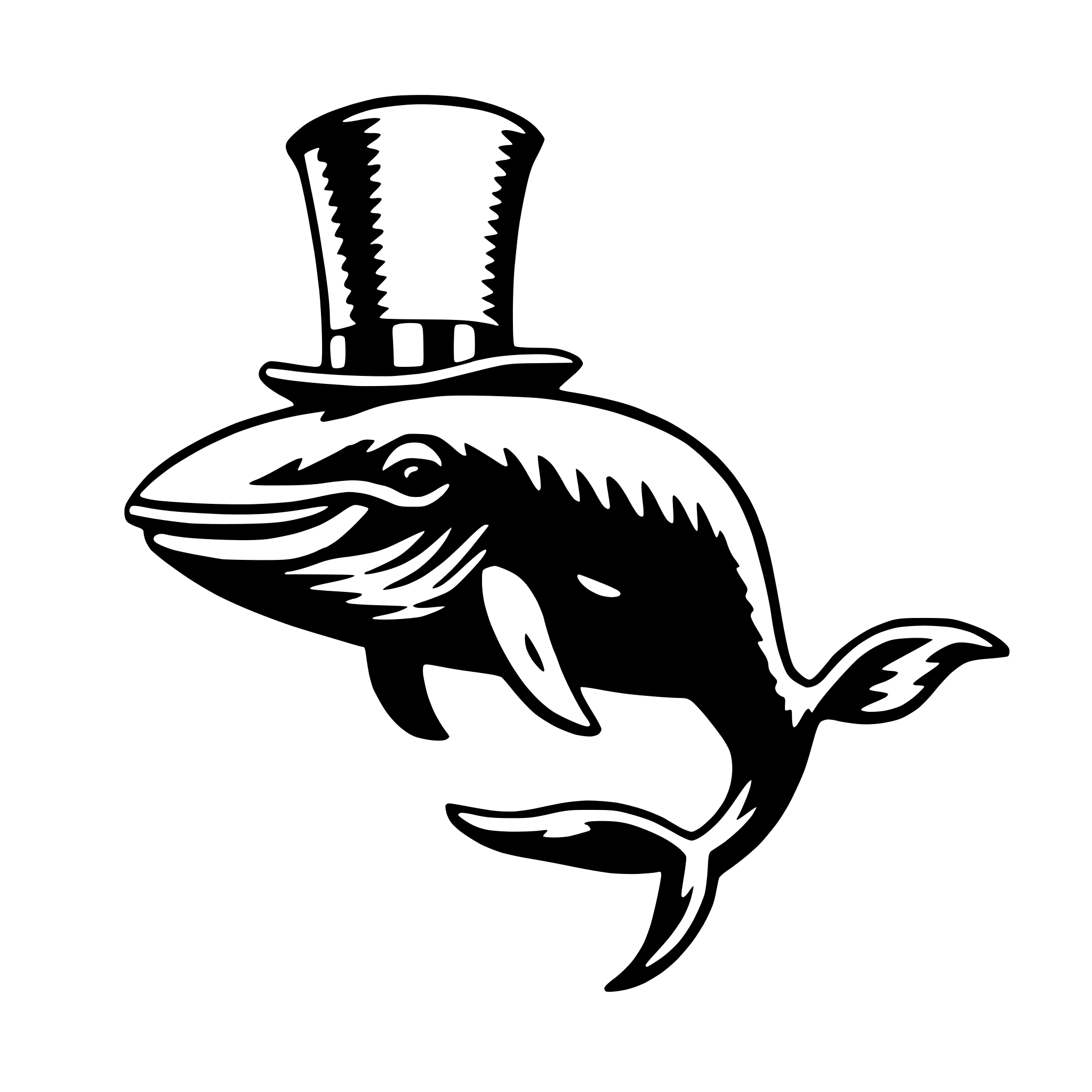 AI-generated SVG of a whale wearing hat