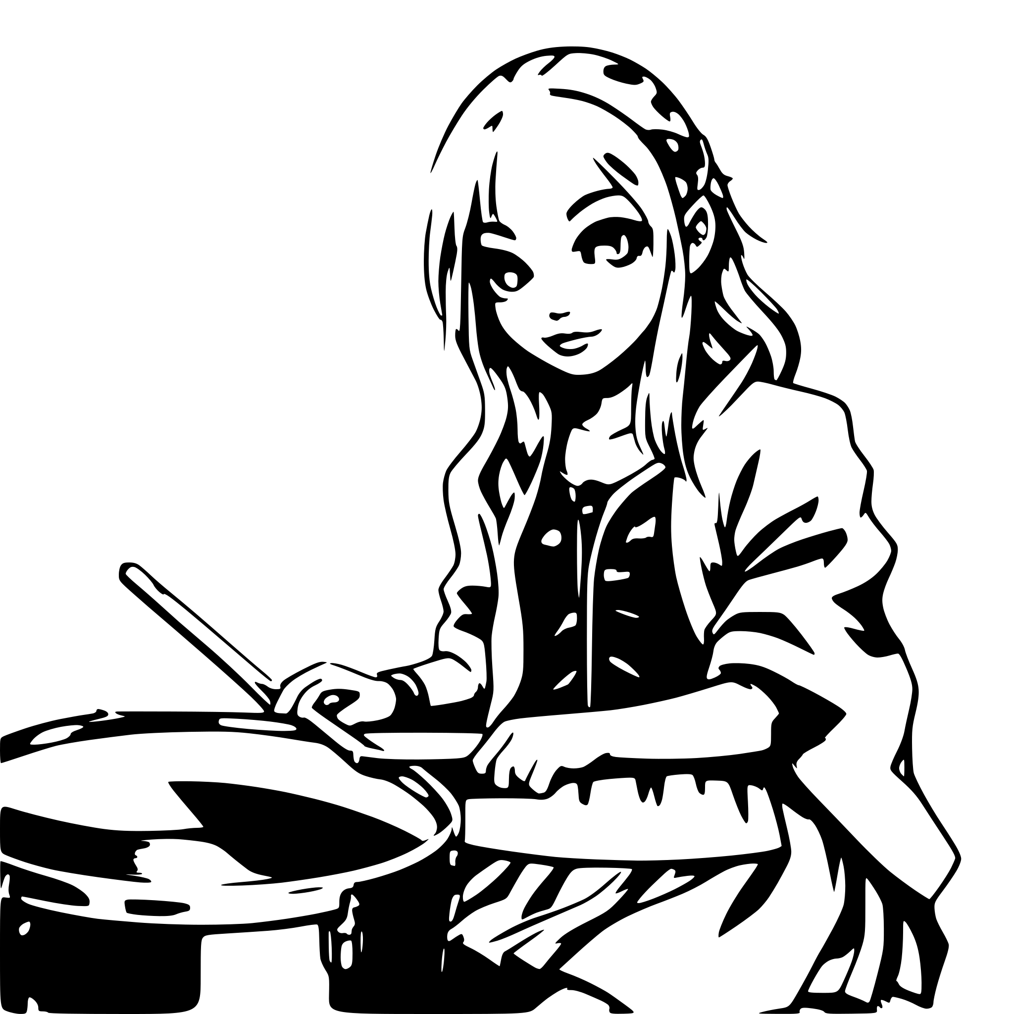 AI-generated SVG of a girl drummer