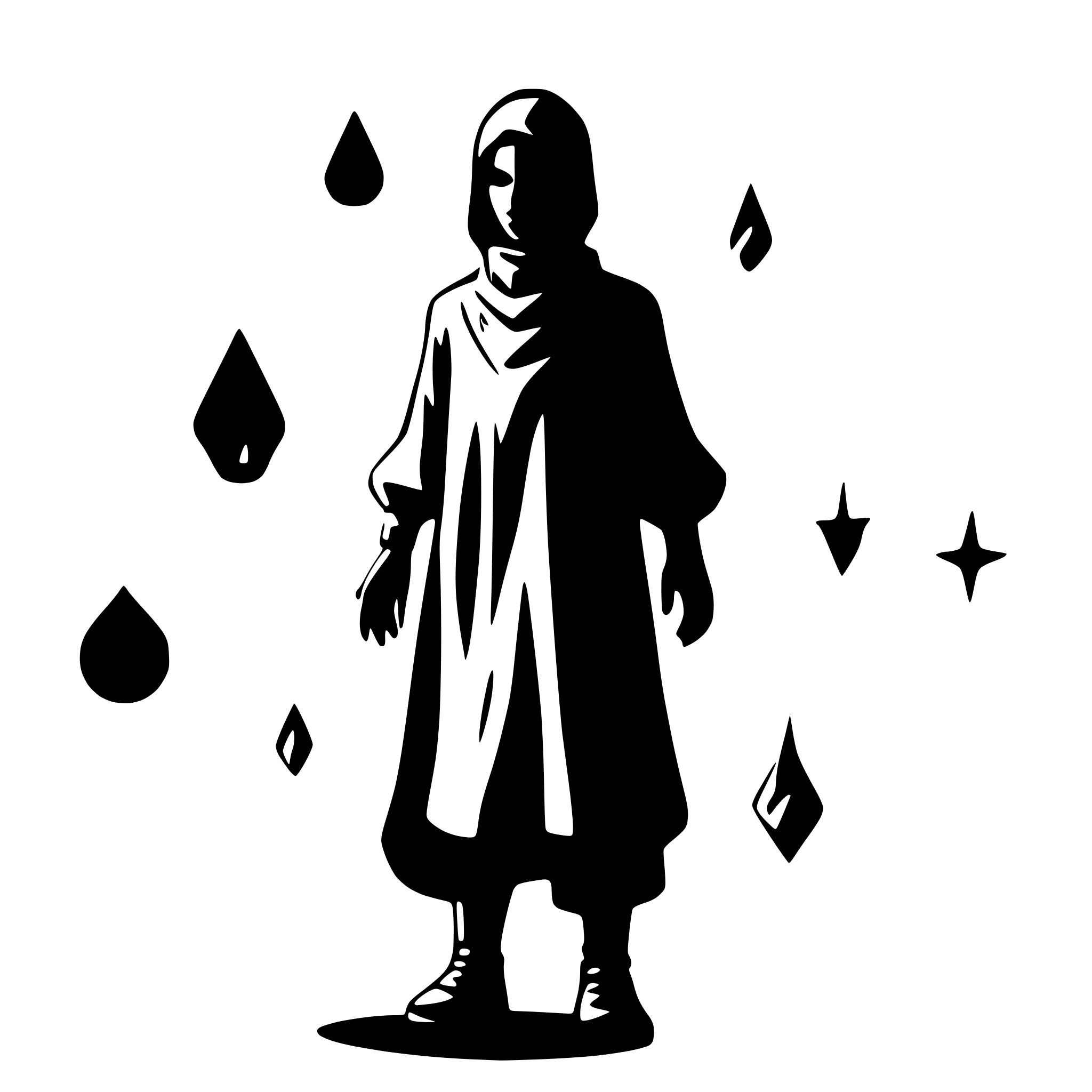 AI-generated SVG of a futuristic prophet silhouette with floating symbols AI-generated SVG of a futuristic prophet silhouette with floating symbols