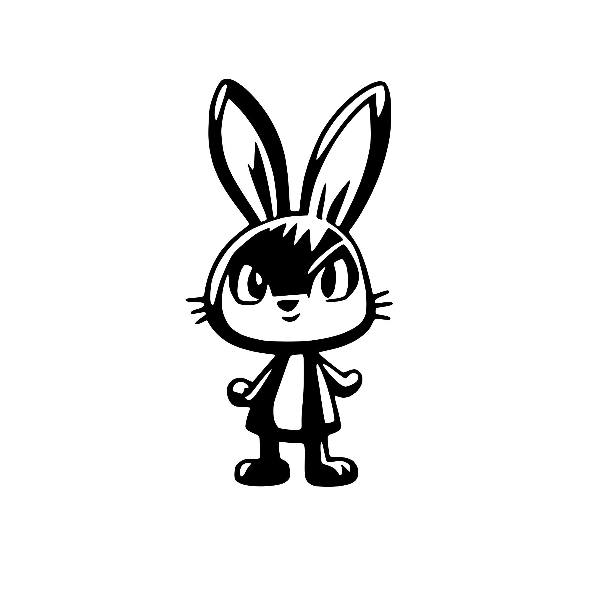 AI-generated SVG of a angry black cartoon rabbit