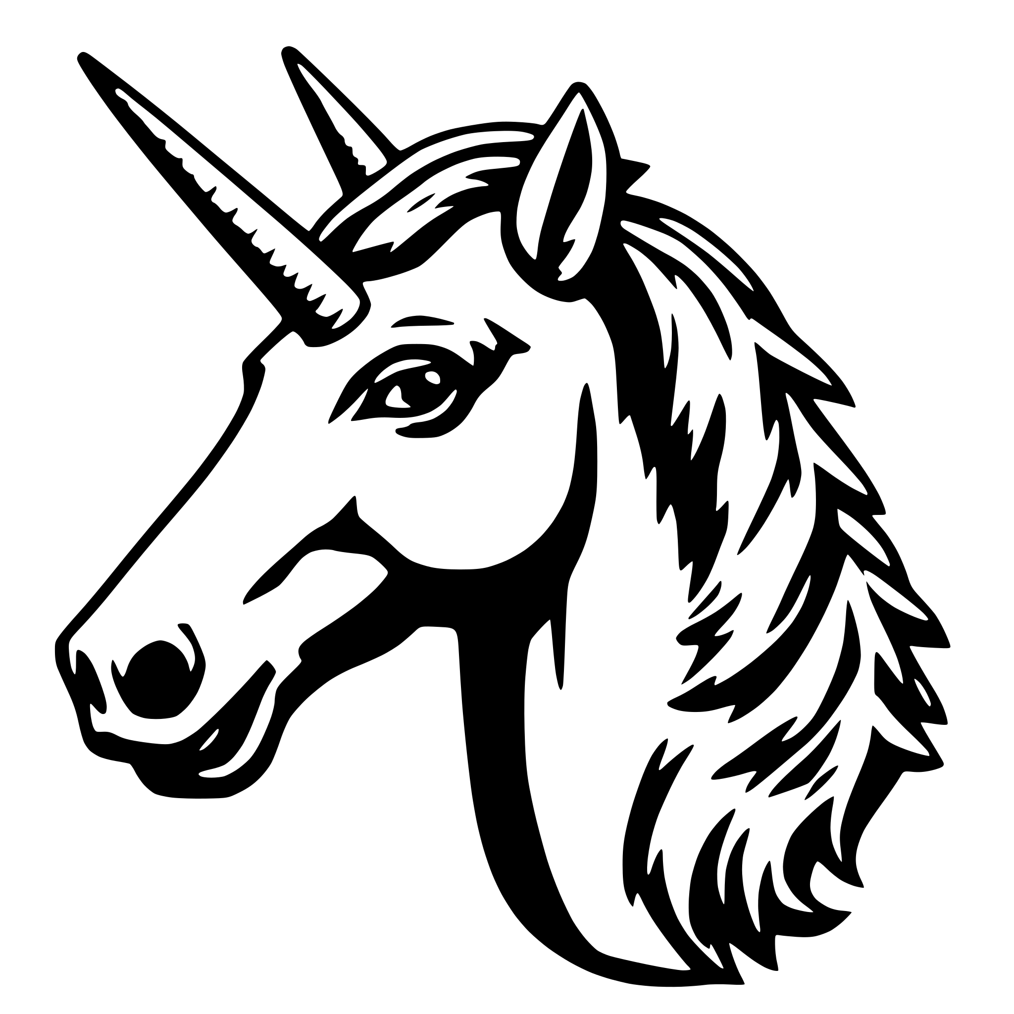 AI-generated SVG of a unicorn head