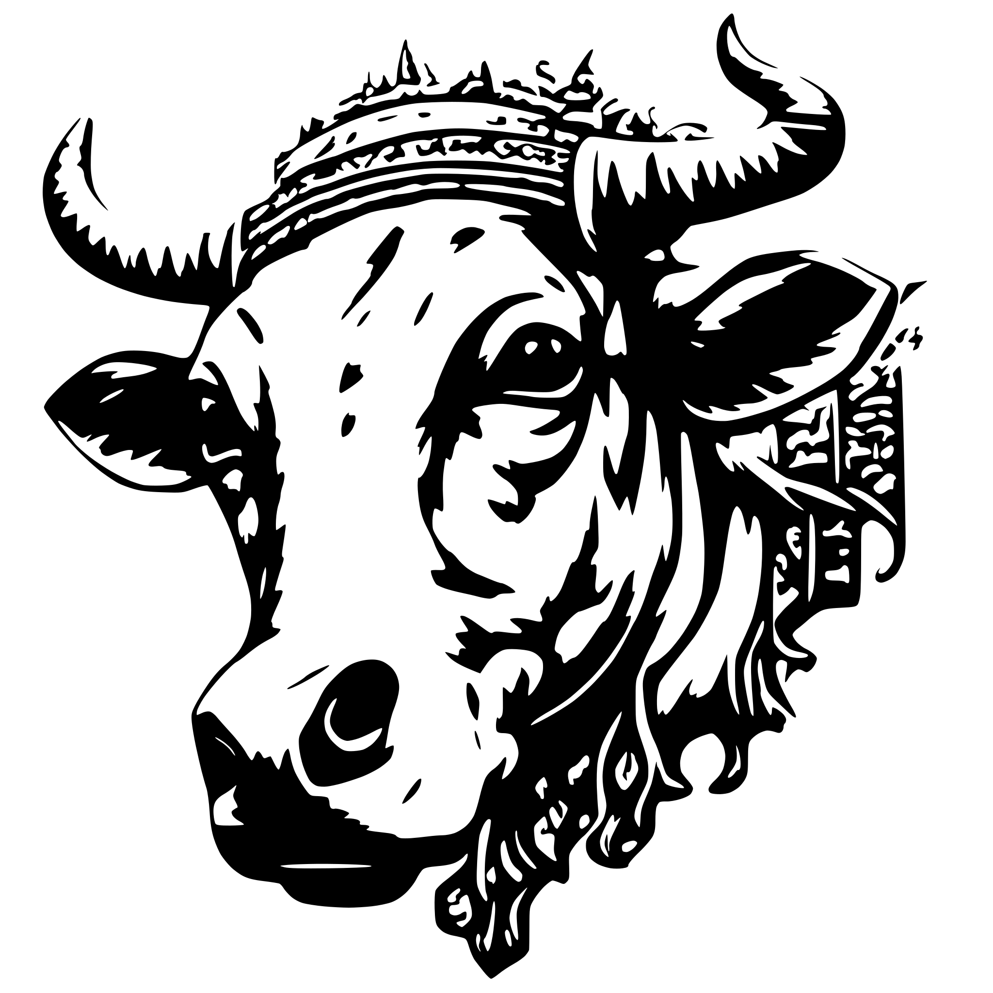 AI-generated SVG of a Cow with the trishul mounted on it