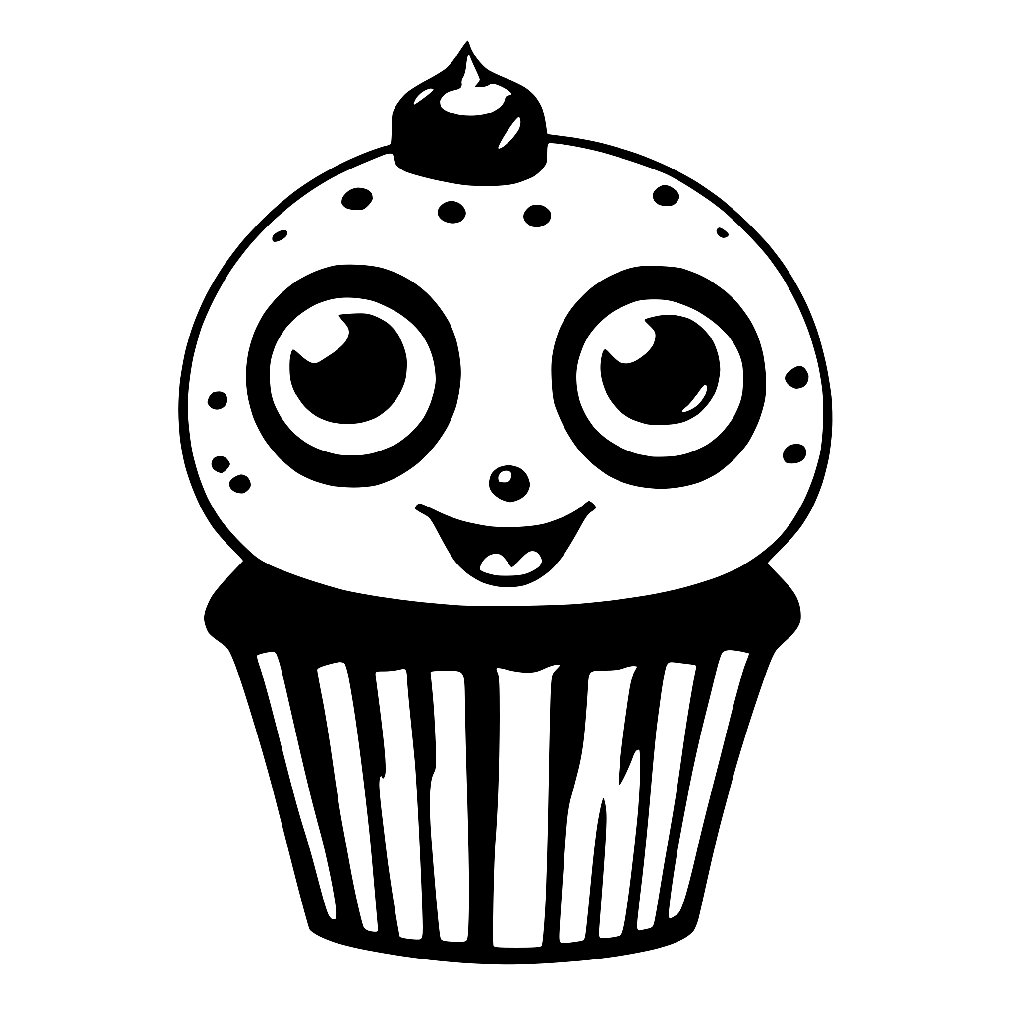 AI-generated SVG of 'cupcake with big happy eyes'