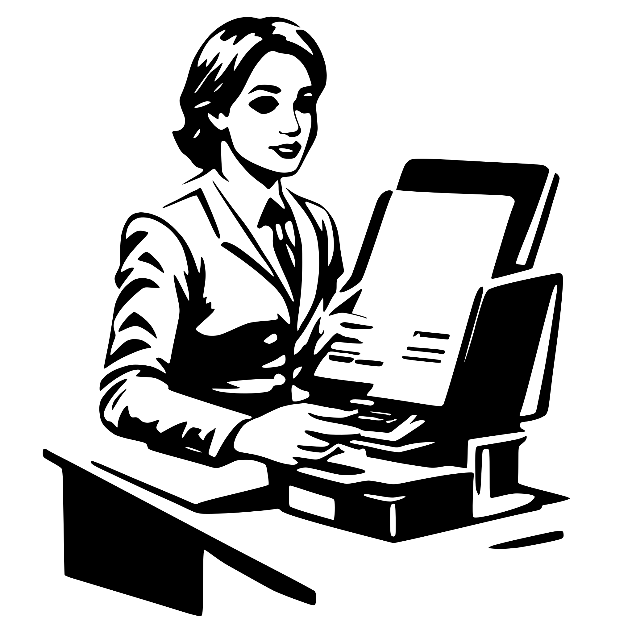 AI-generated SVG of 'office worker processing document'