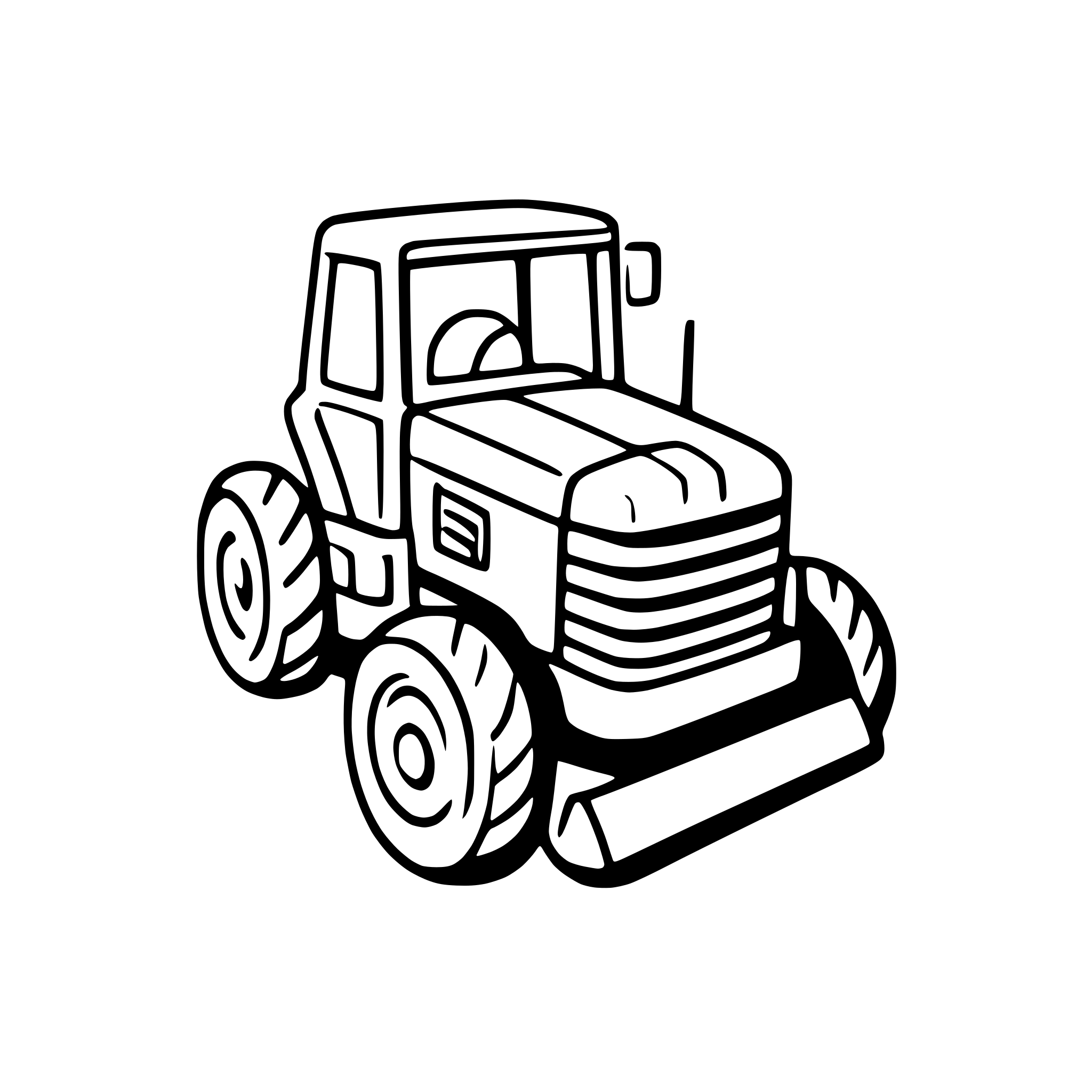 AI-generated SVG of a tractor in plowed field