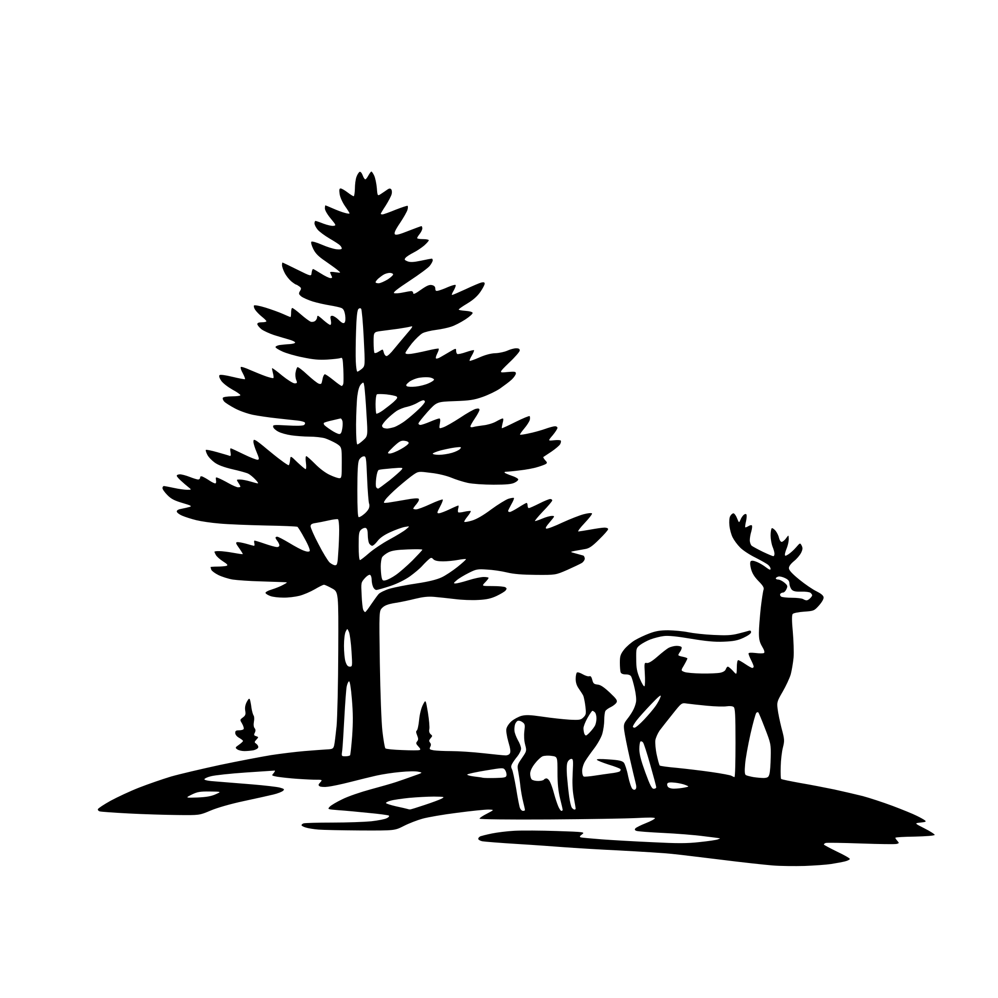 AI-generated SVG of a pine tree and deer