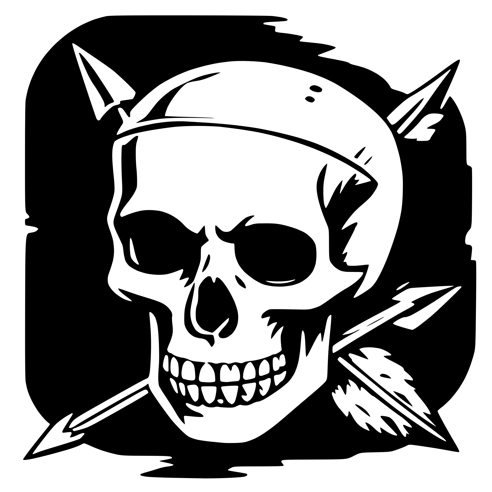 AI-generated SVG of a Simple skull taking arrow