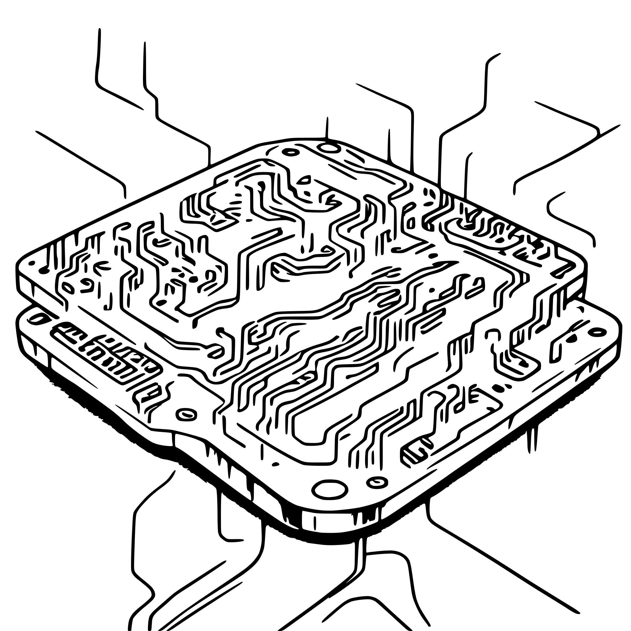 AI-generated SVG of a intricate rectangular microchip circuit
