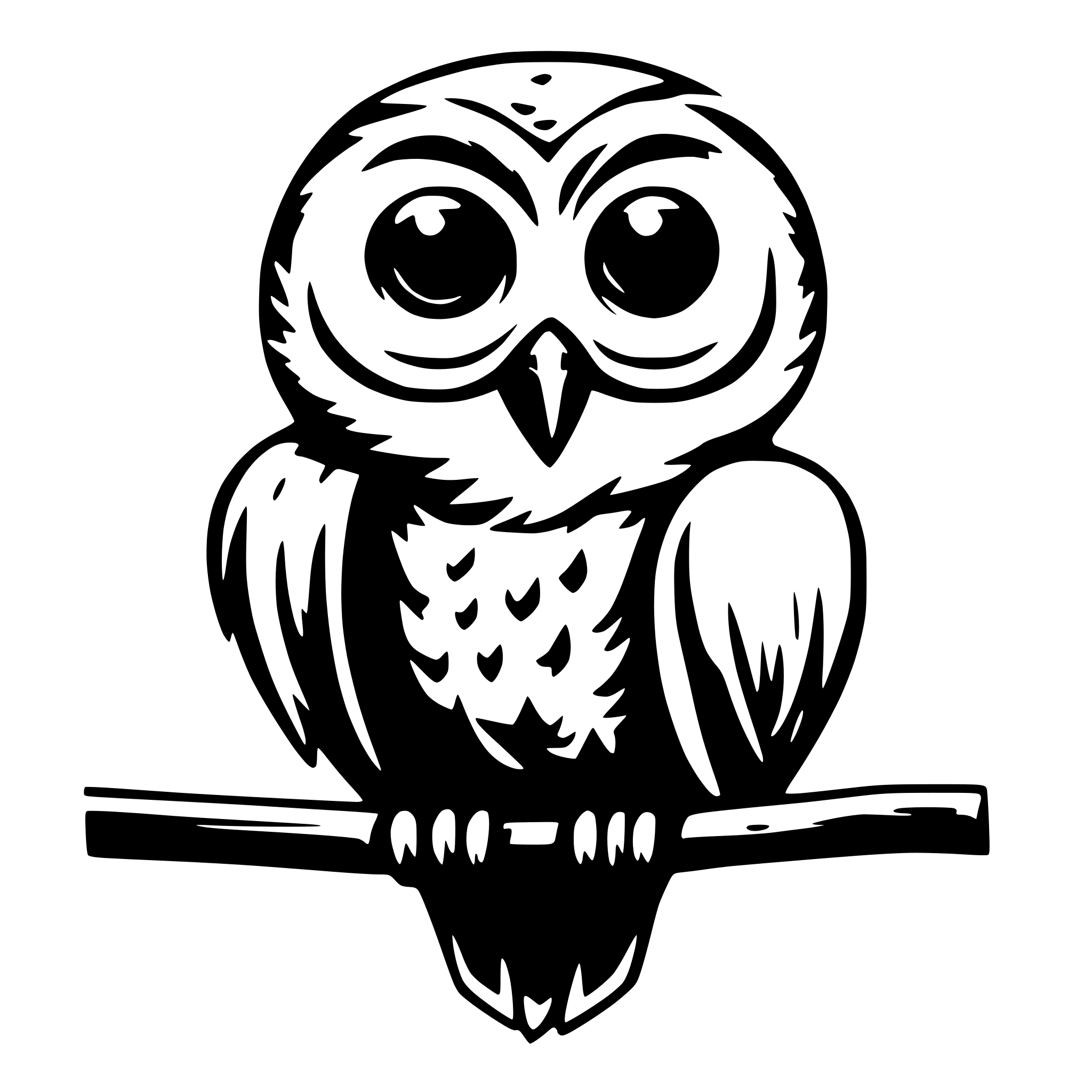 AI-generated SVG of a simple flat shaded owl character, fun playful and warm