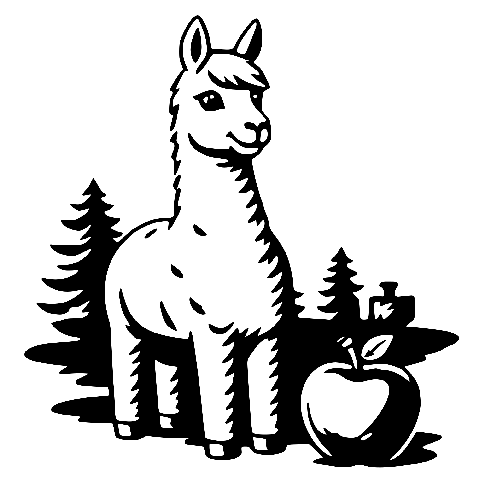 AI-generated SVG of 'alpaca with apple'
