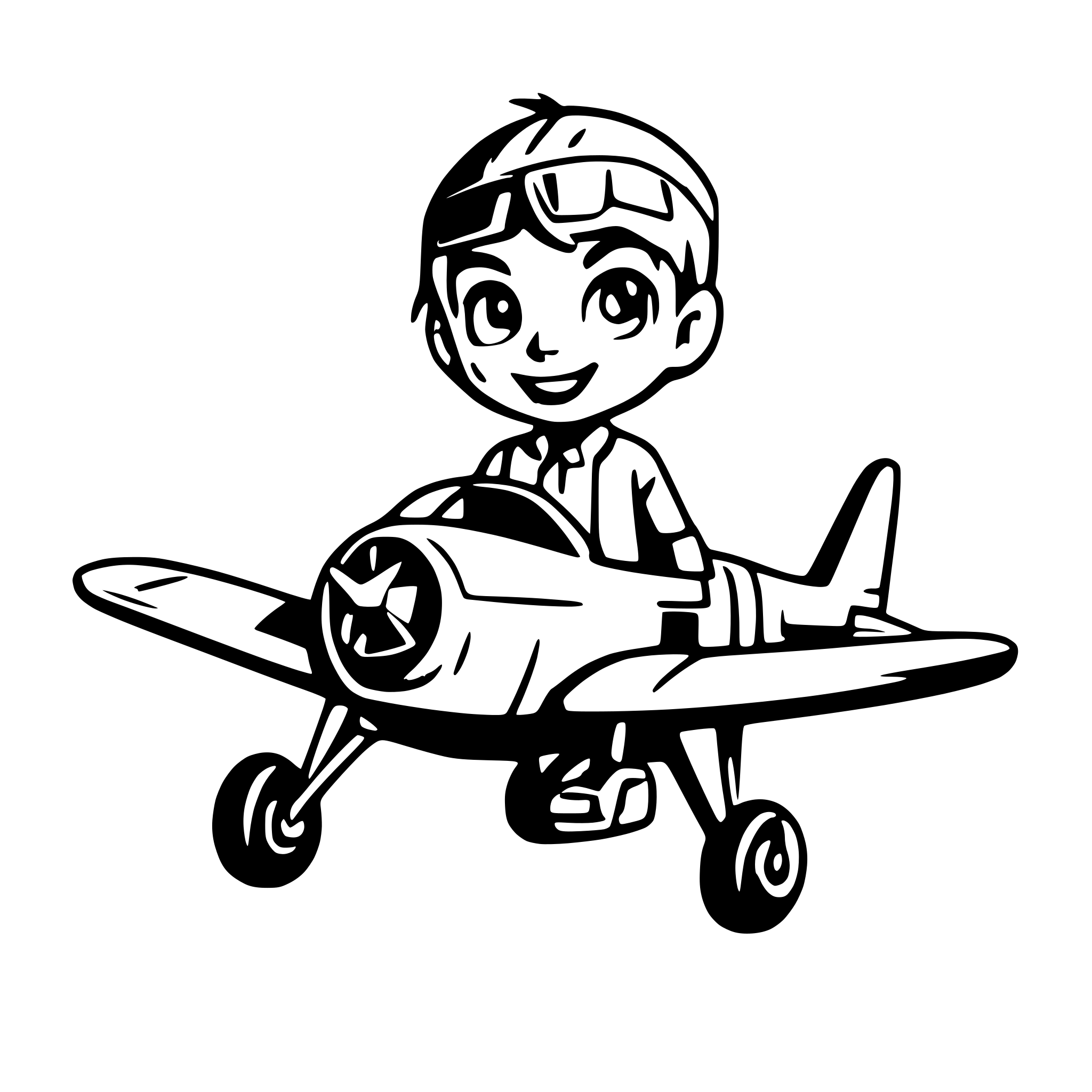 AI-generated SVG of a plane with a cut boy in the cockpit