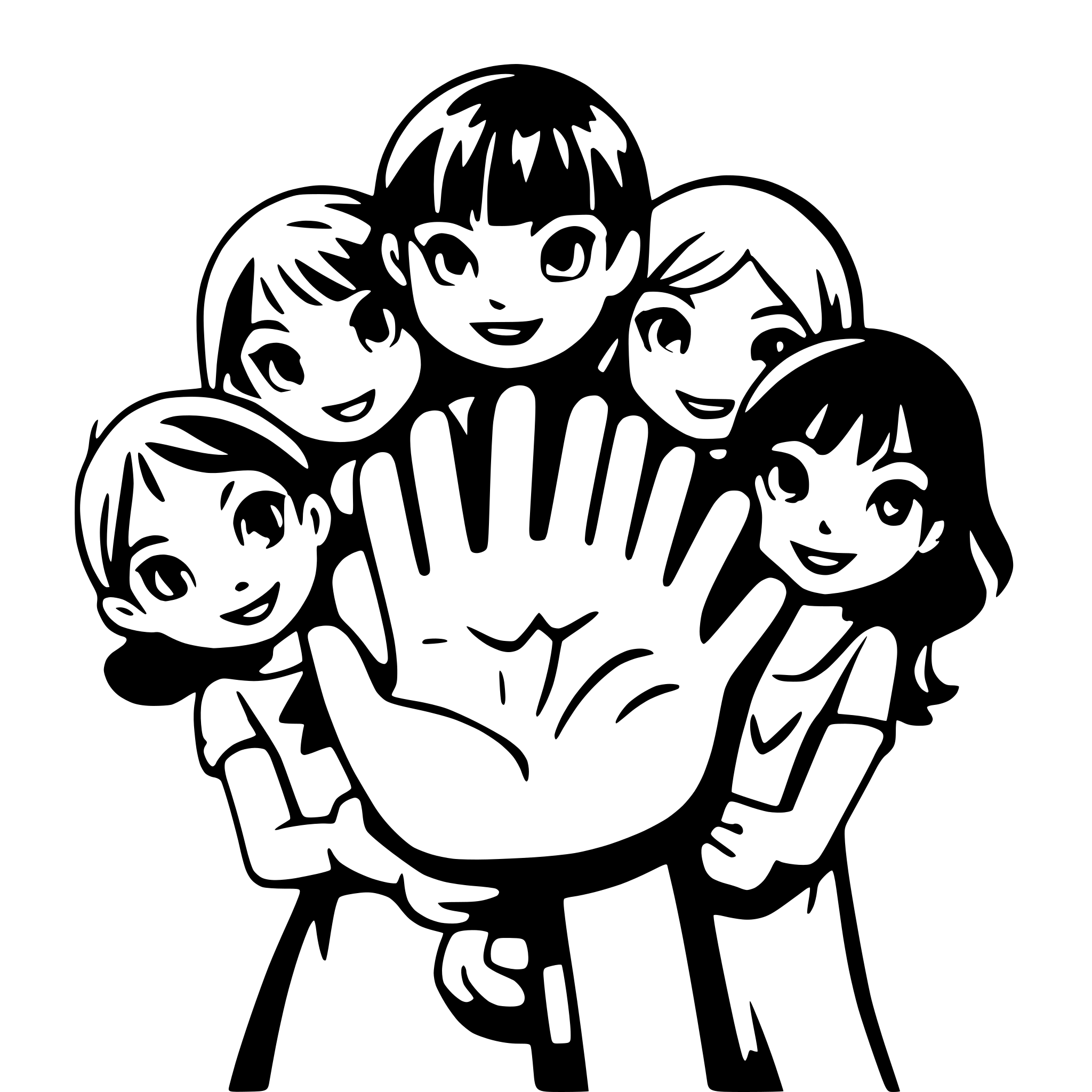 AI-generated SVG of a 12 boys and girls holdng hands