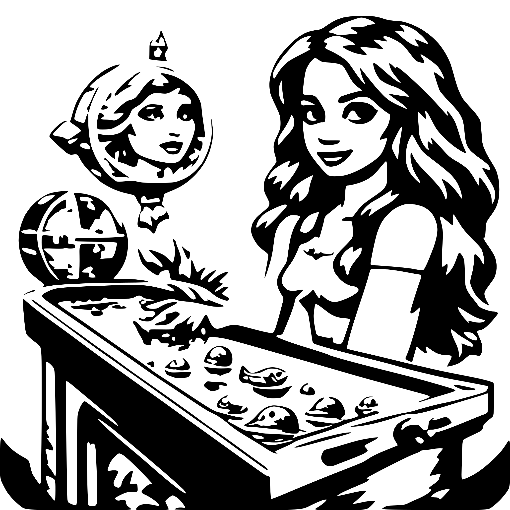 AI-generated SVG of 'mermaid playing pinball machine'