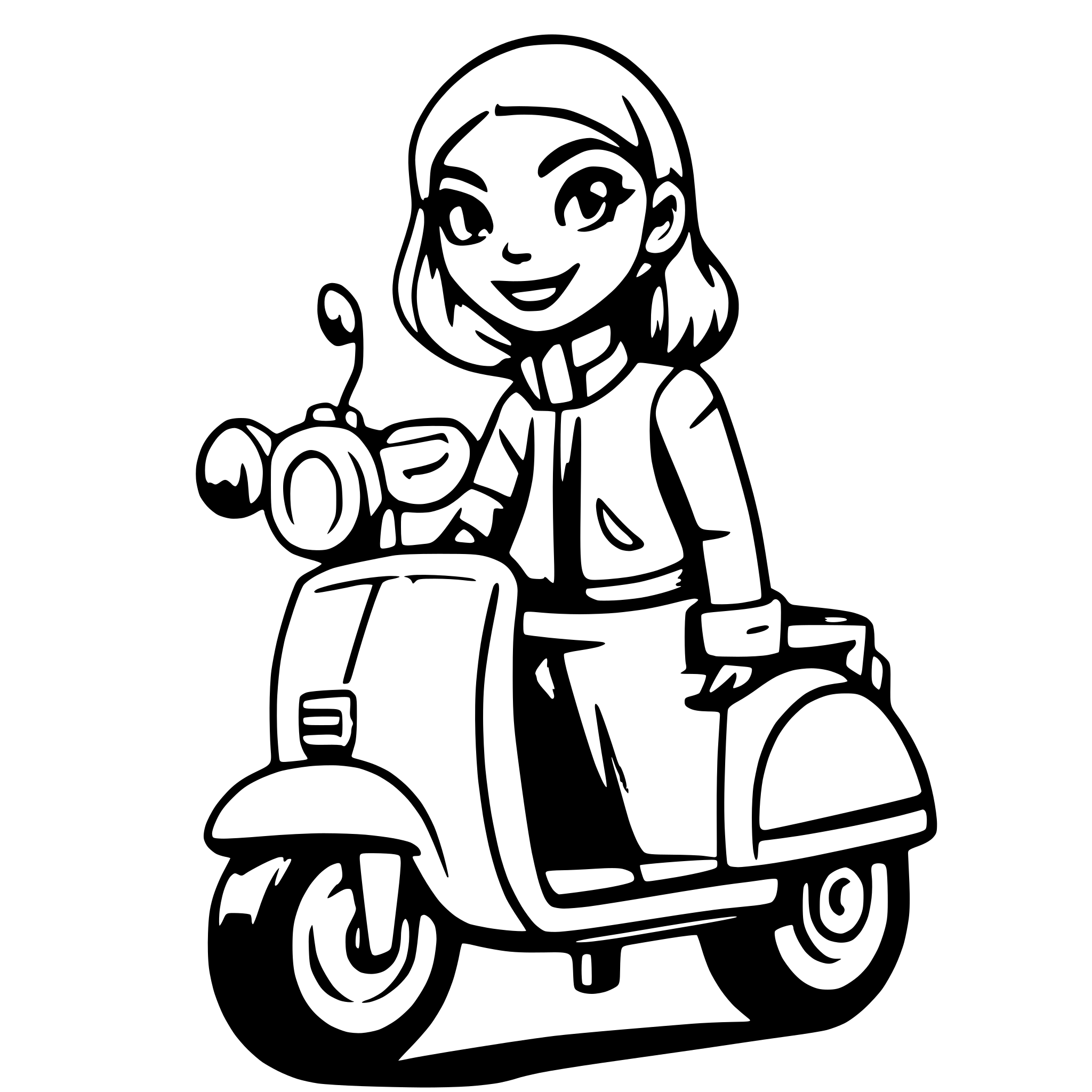 AI-generated SVG of 'Woman on a vespa'