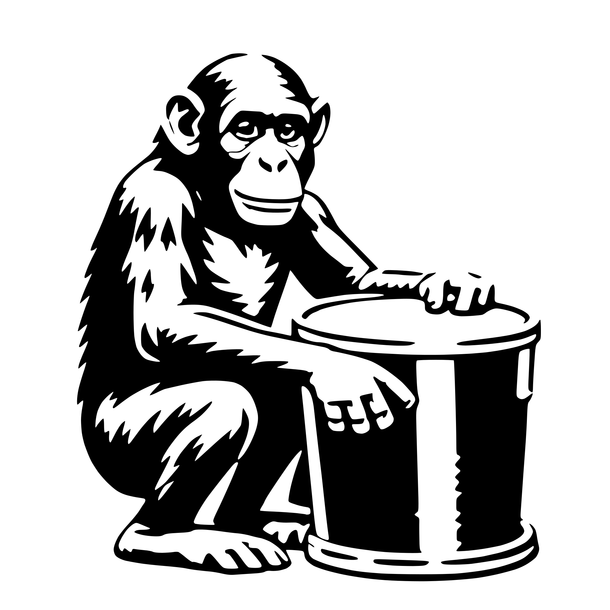 AI-generated SVG of a chimp with drum