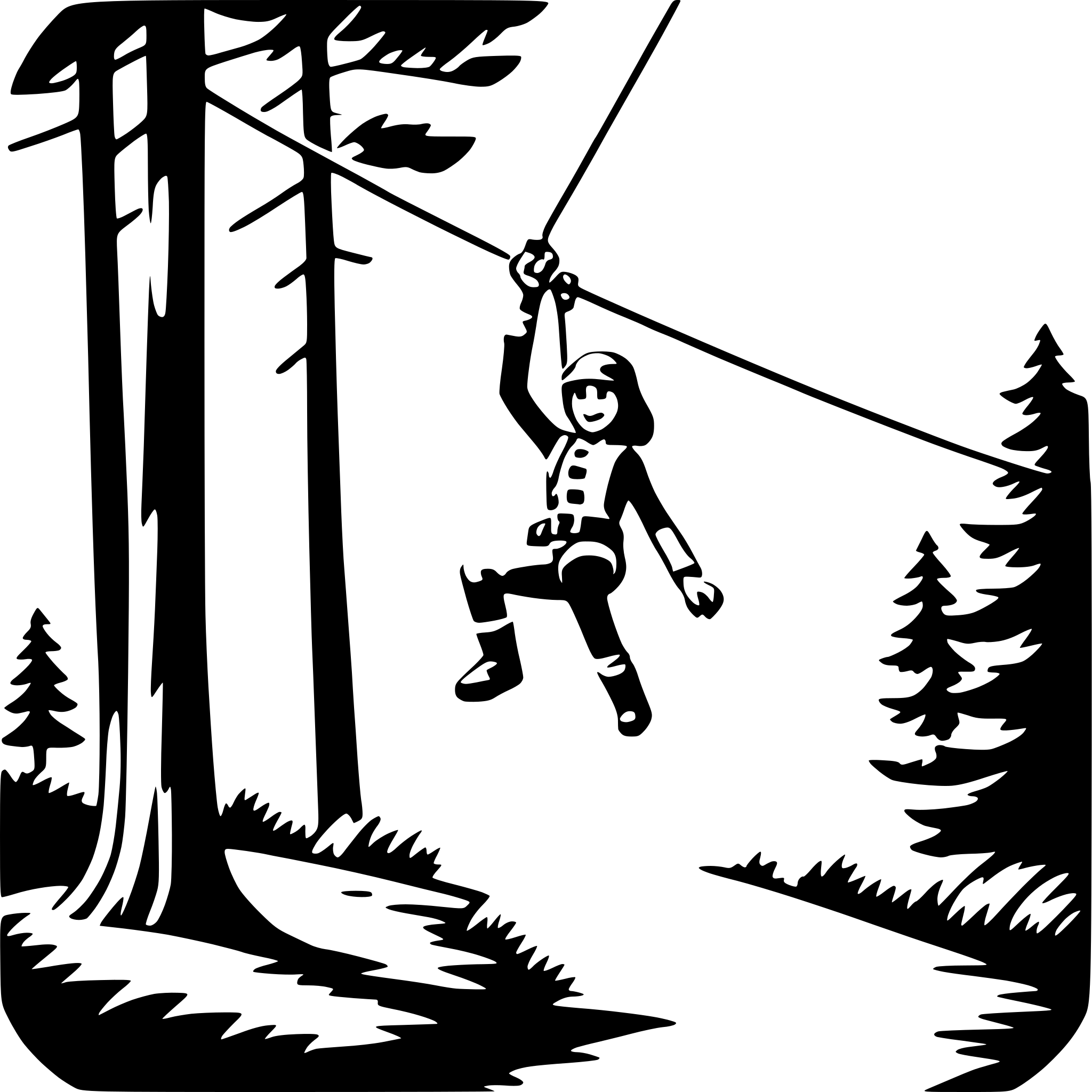 AI-generated SVG of 'zip-lining through forest'