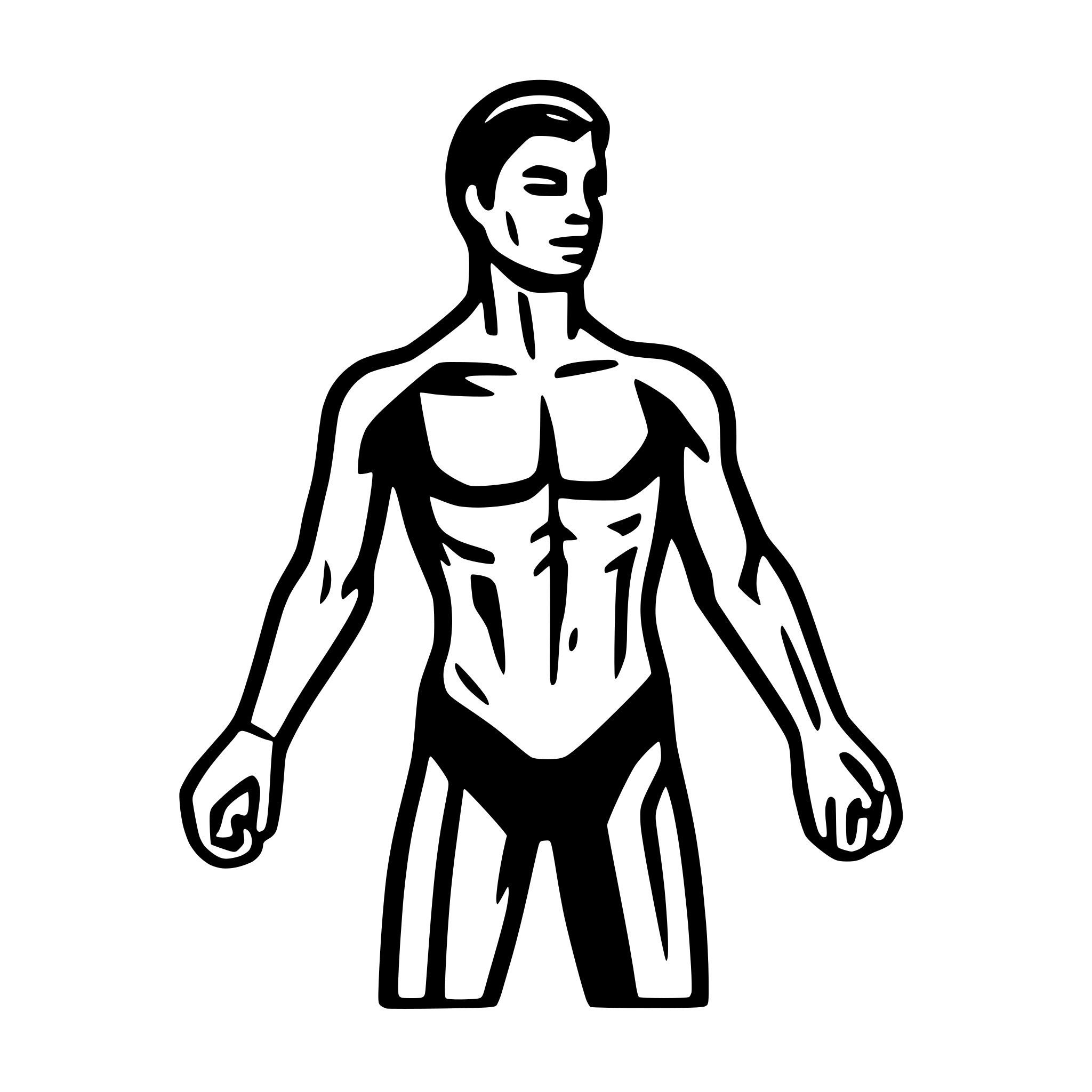 AI-generated SVG of a create a full body human, back and front (line drawing) with all main muscles and muscle groups: chest, arm, shoulder, back, leg, stomach, hip, butt, pelvis. SVG needs to be able to highlight each muscle
