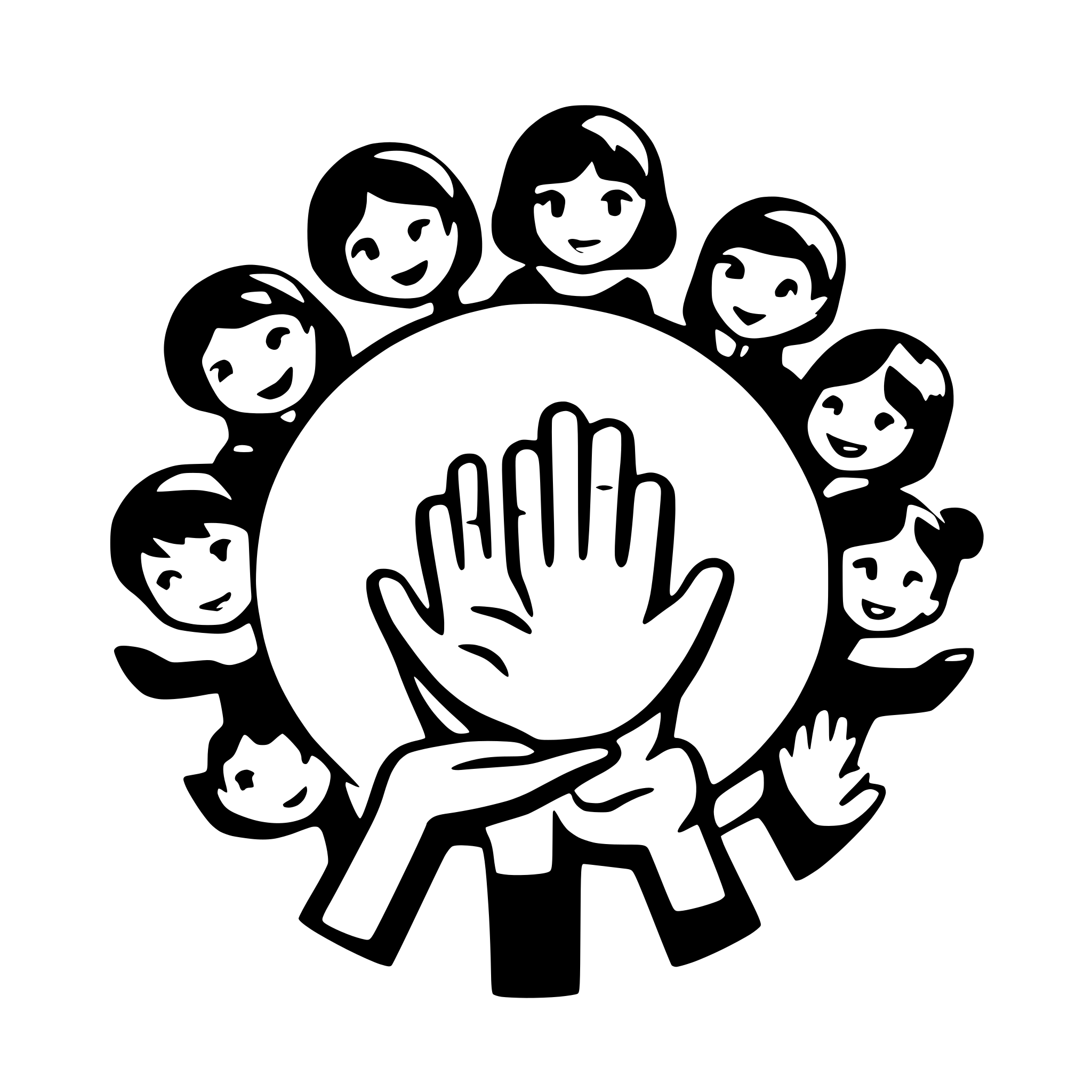 AI-generated SVG of a 12 Children holdng hands