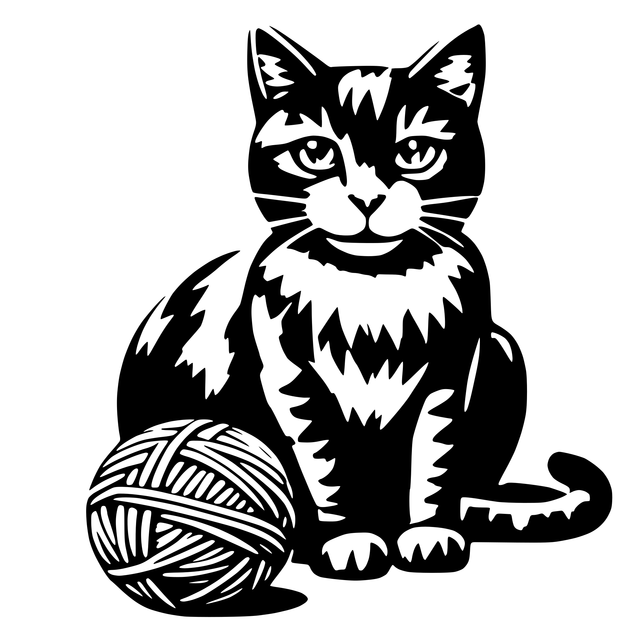 AI-generated SVG of a cat with yarn ball in front