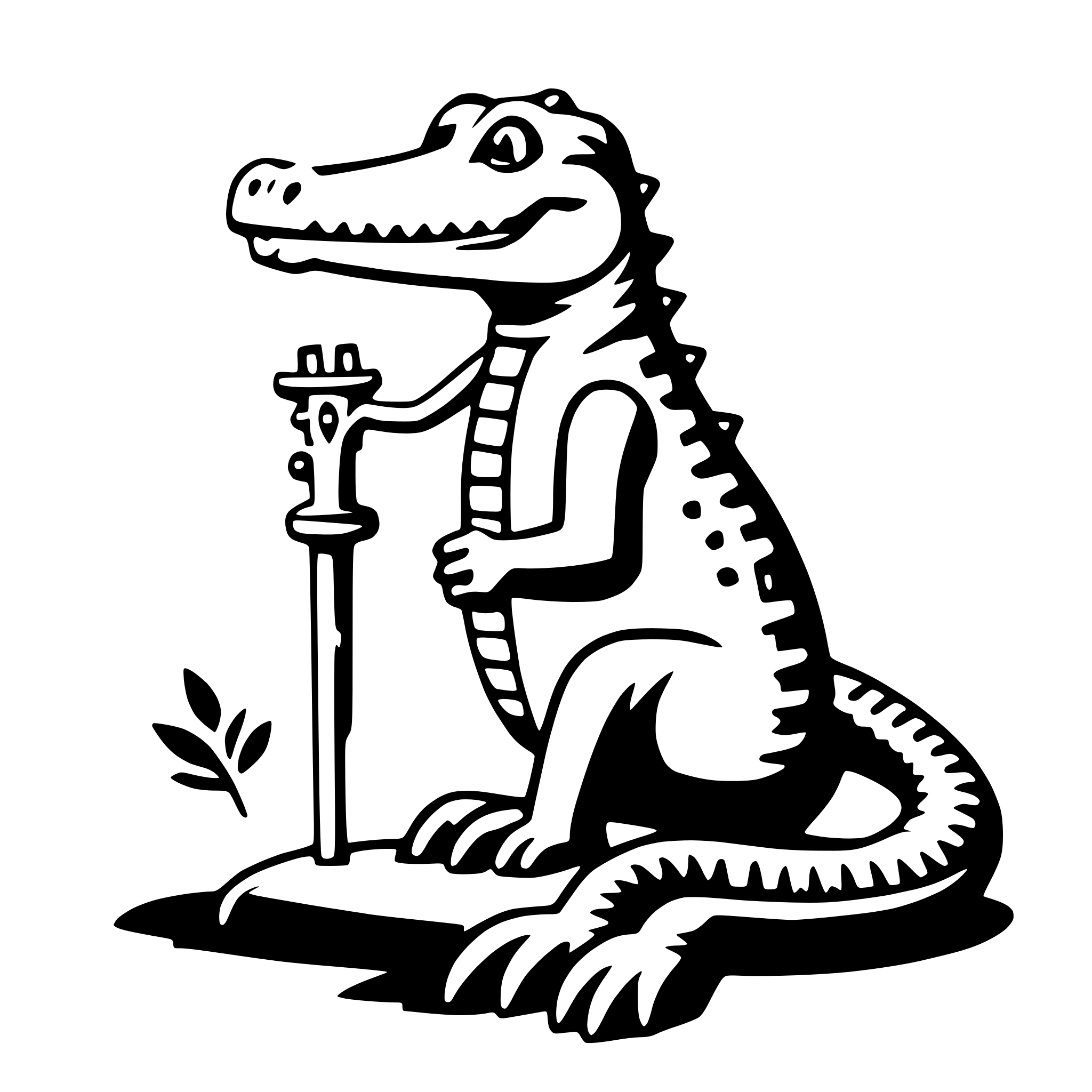 AI-generated SVG of a crocodile with saxophone