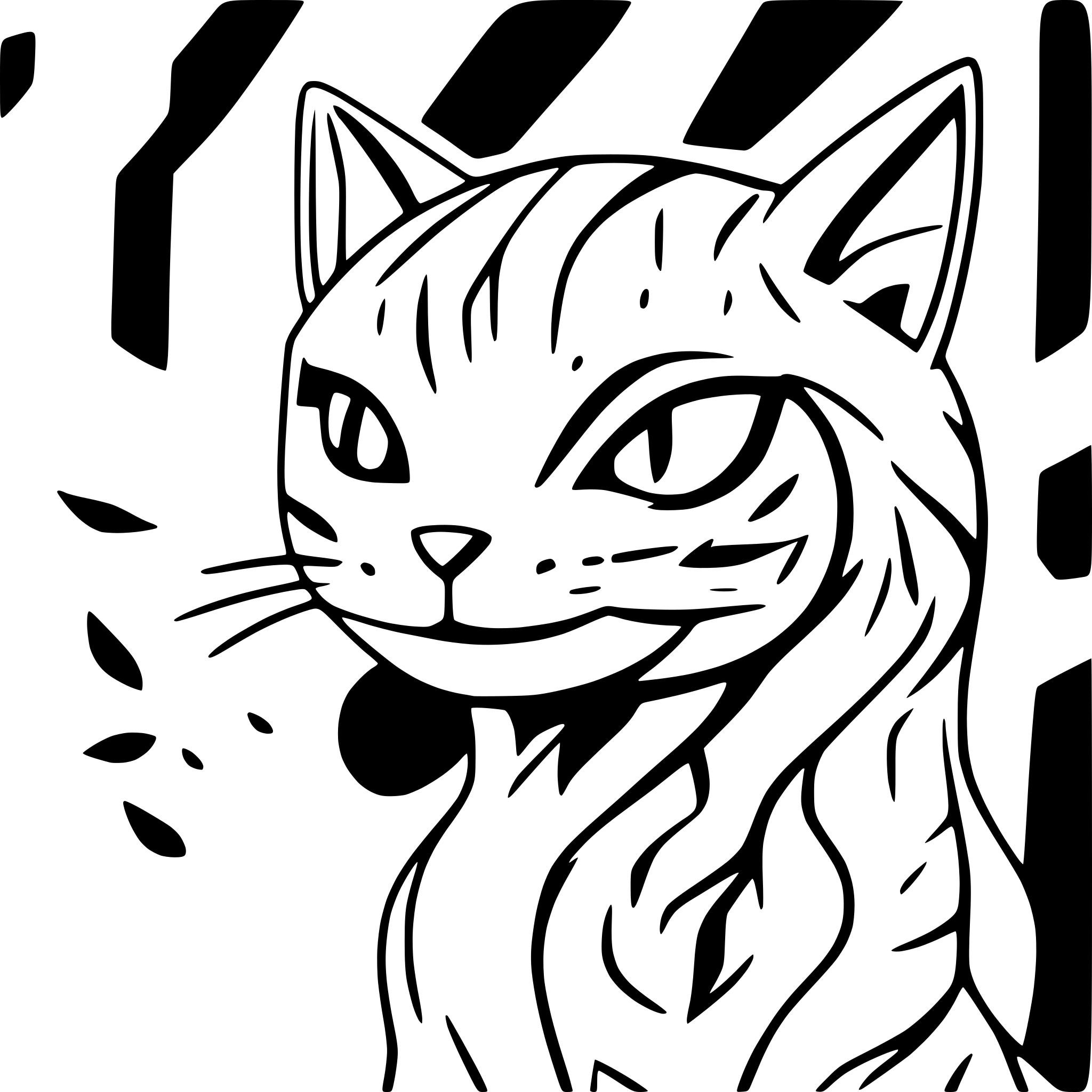 AI-generated SVG of a Cat mouth open in horror style