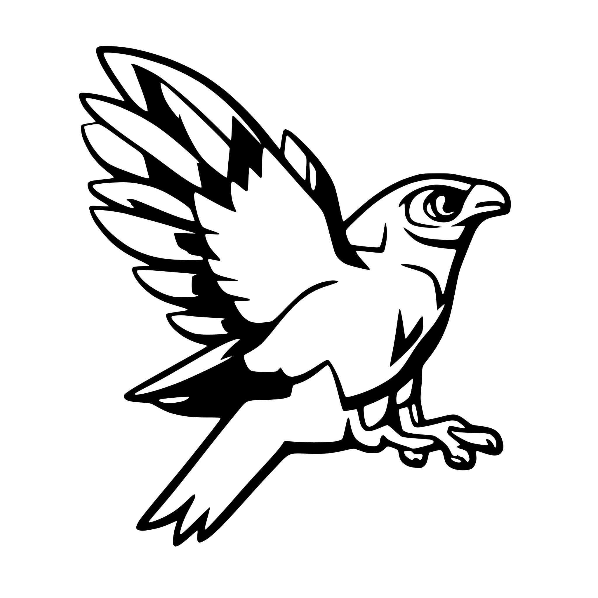 AI-generated SVG of a side profile of a cartoon falcon flying