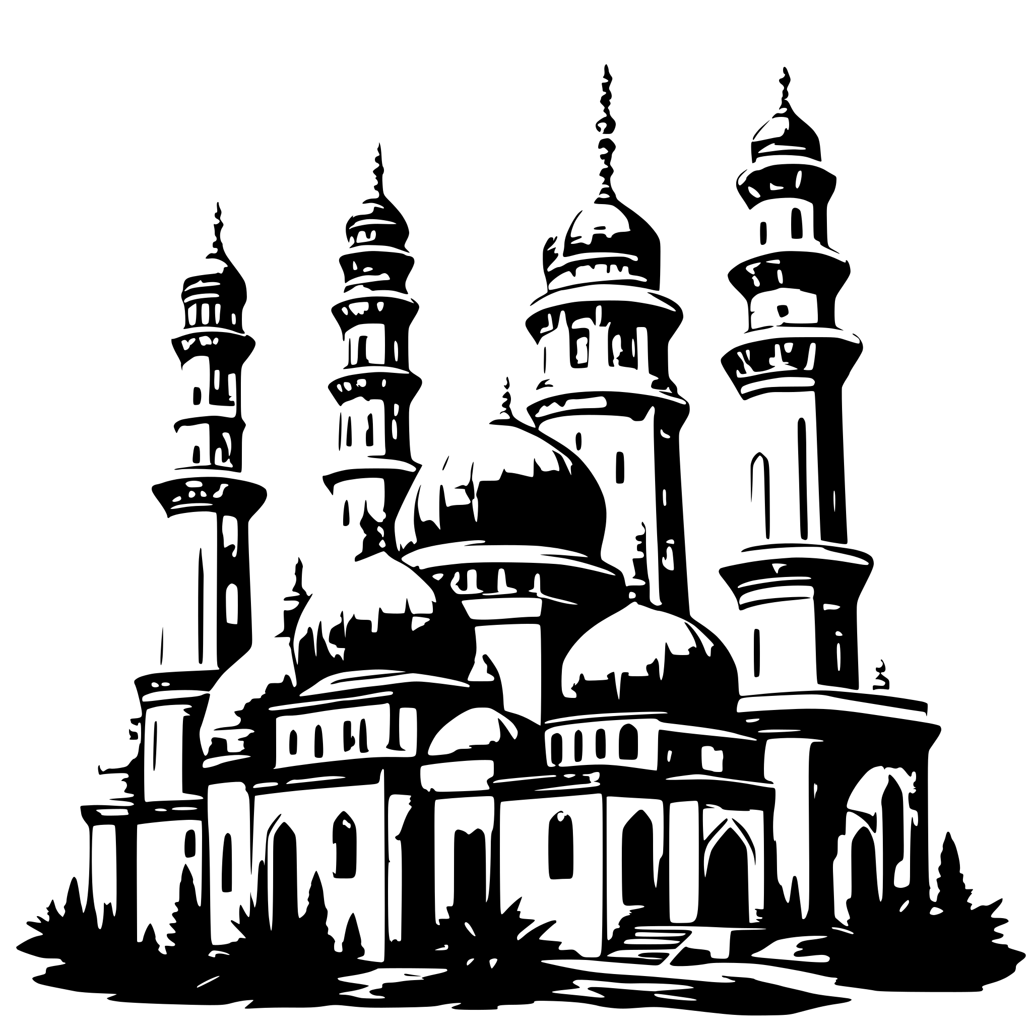 AI-generated SVG of 'mosque with 2 minarets'