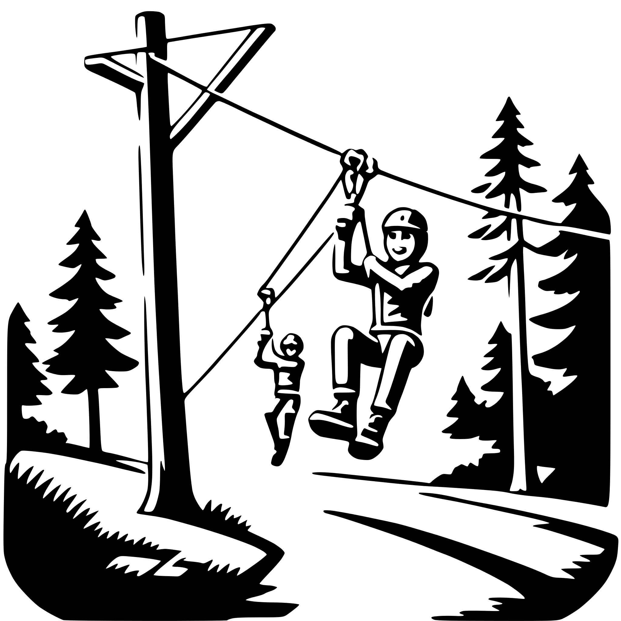 AI-generated SVG of 'zip-lining through forest'