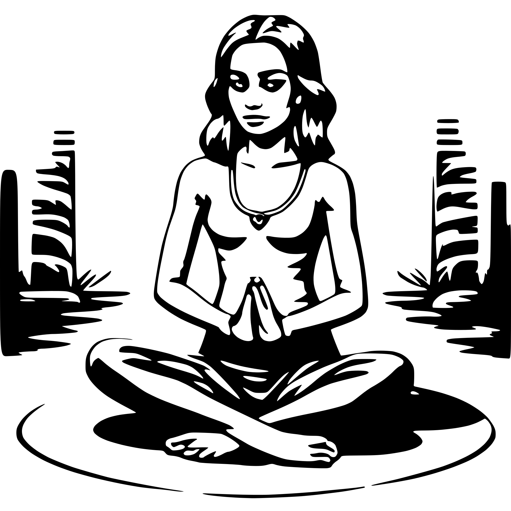AI-generated SVG of a Woman, squatting, meditation,