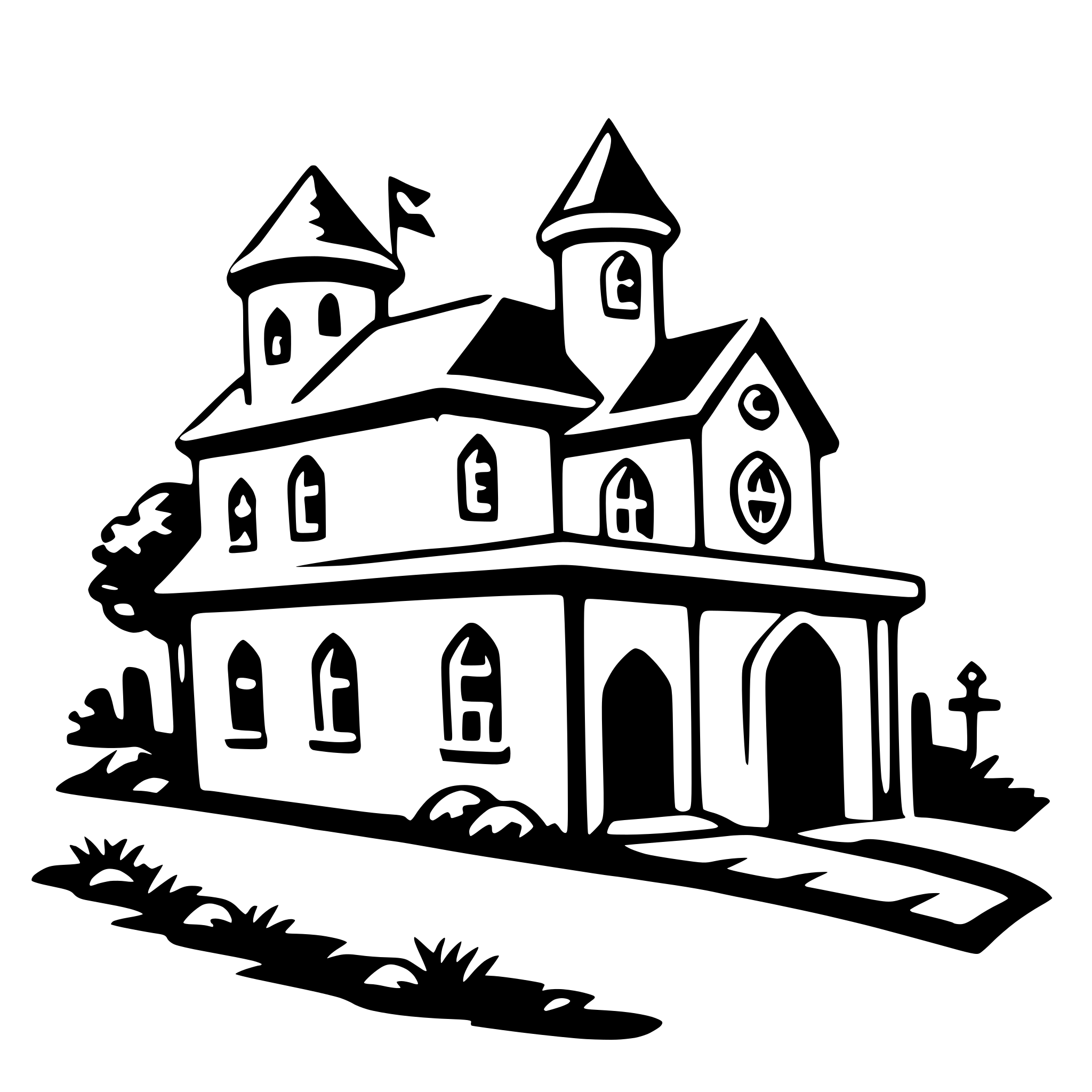 AI-generated SVG of a haunted house